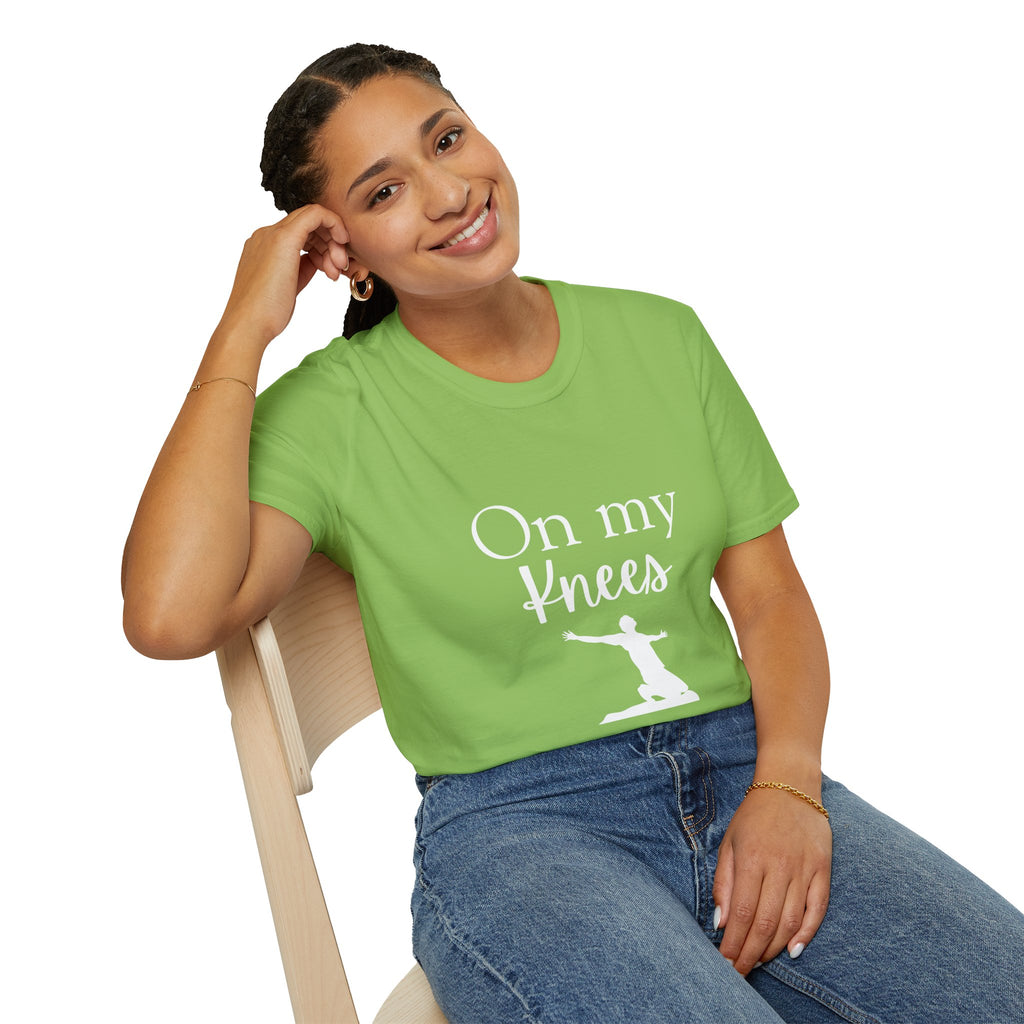 On My Knees Worship God T-Shirt | Live Your Faith Religious Christian Tee