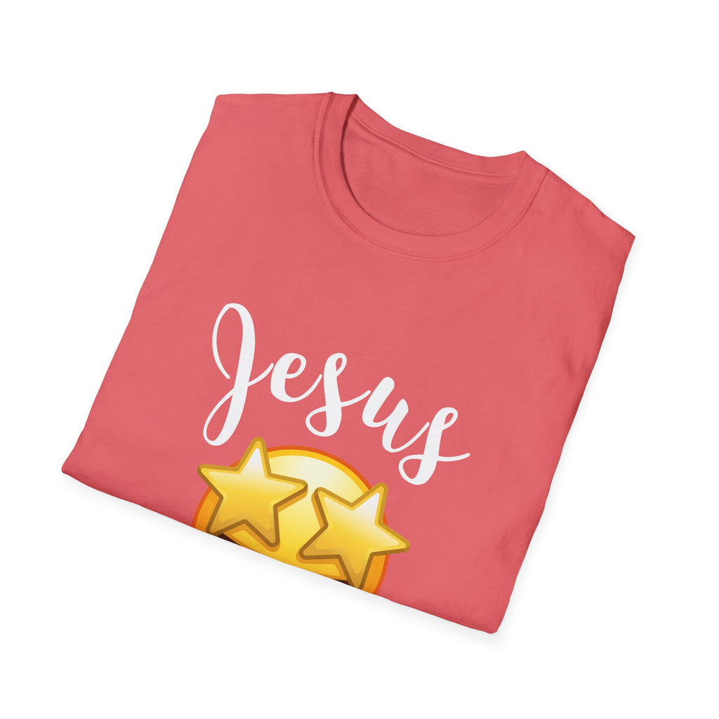 Jesus Emoji Star-Eyes T-Shirt — Casual Christian Faith Tee