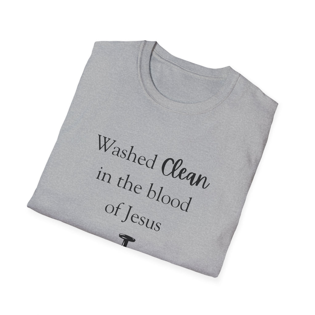 Washed Clean in the Blood of Jesus T-Shirt | Christian Cross Design