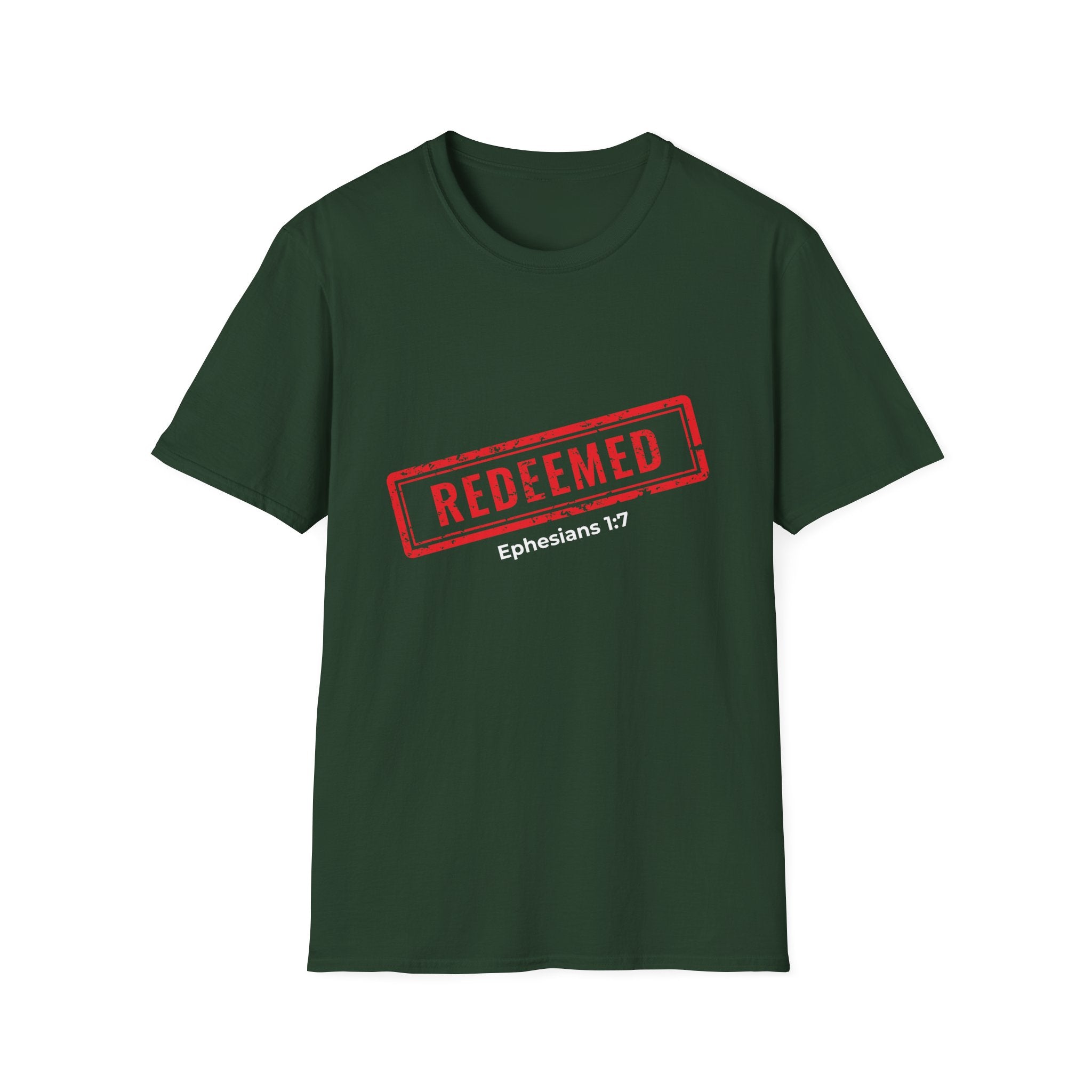 Redeemed stamp Ephesians 1:7 T-Shirt | Christian faith scripture tee