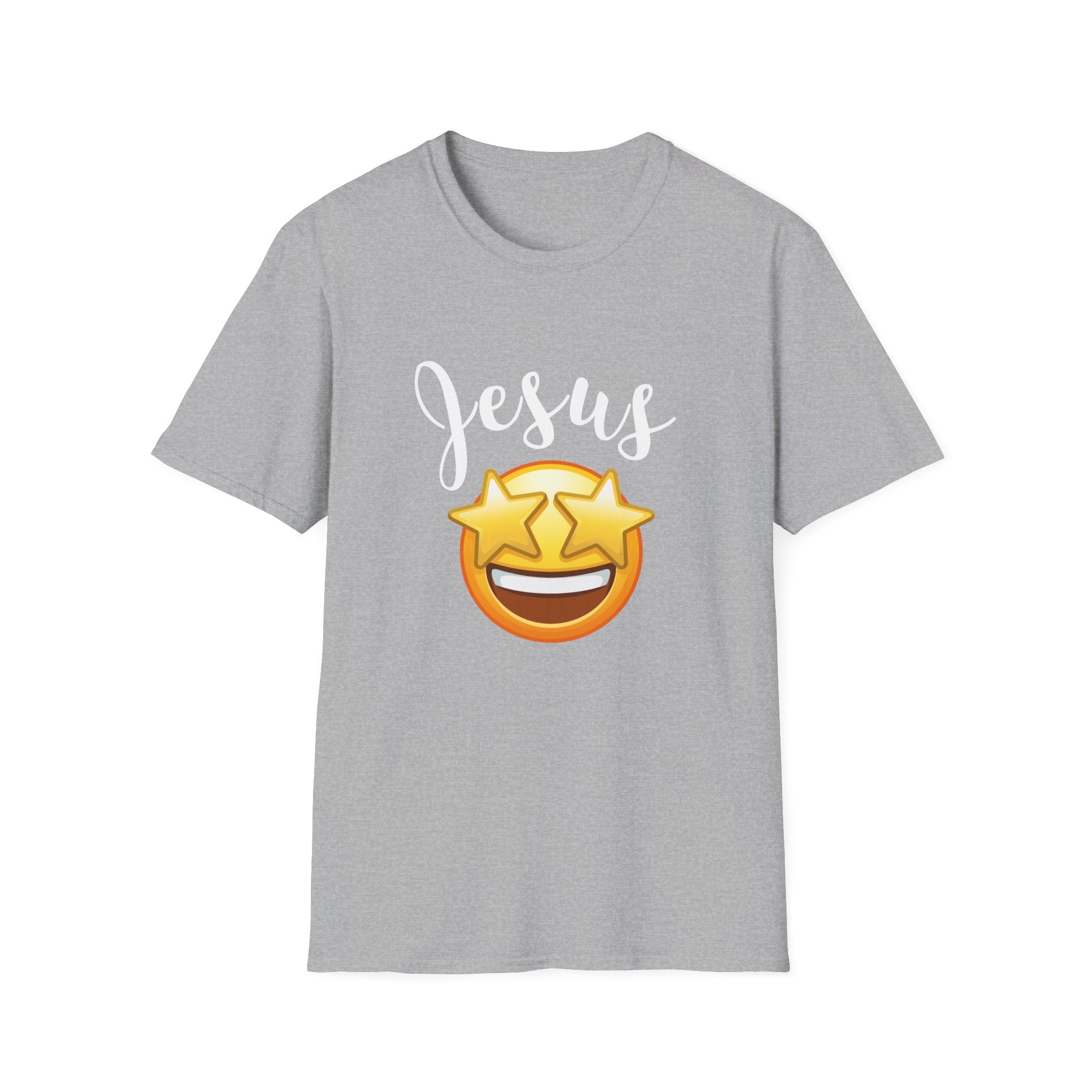 Jesus Emoji Star-Eyes T-Shirt — Casual Christian Faith Tee