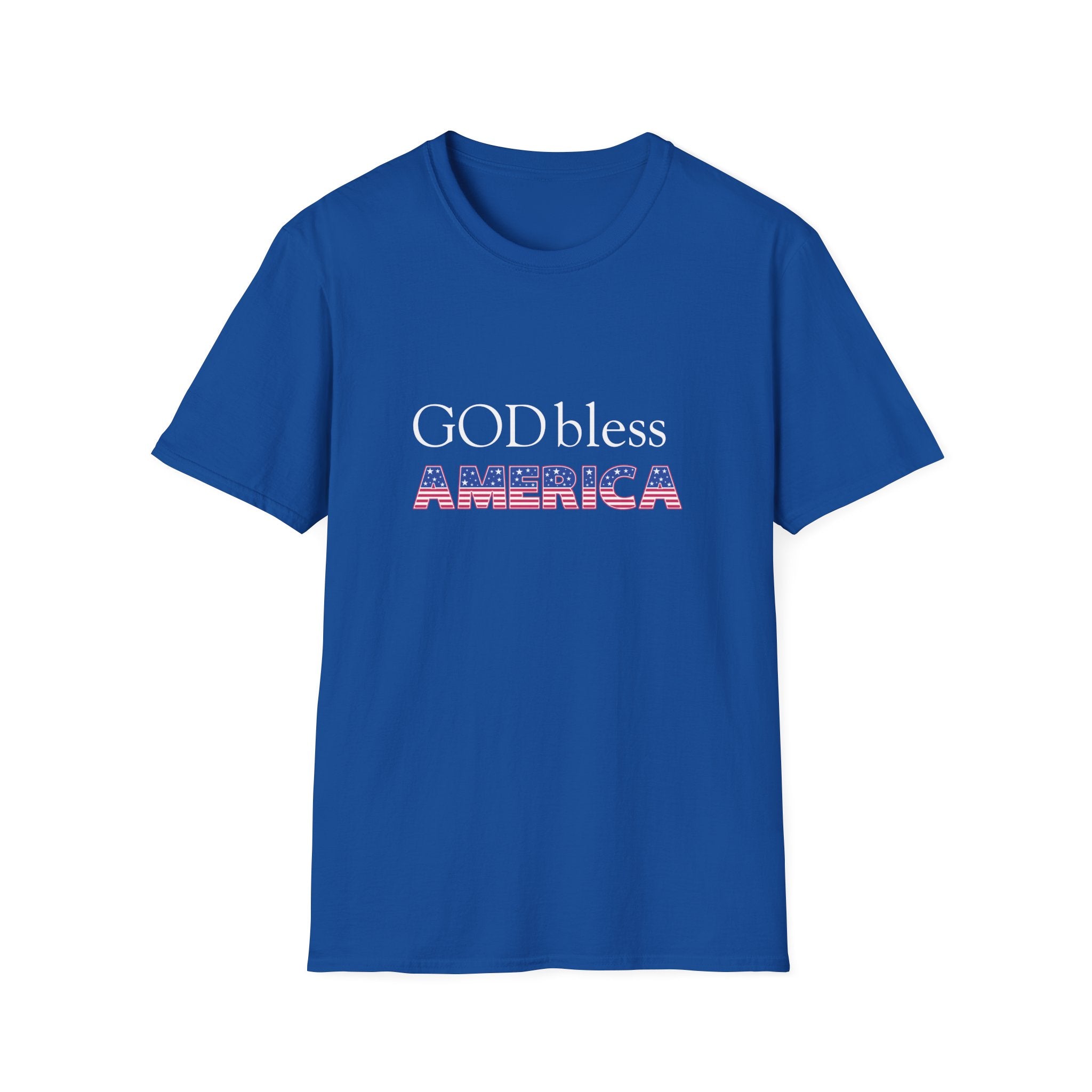 God Bless America T-Shirt — Patriotic American Flag Text Tee