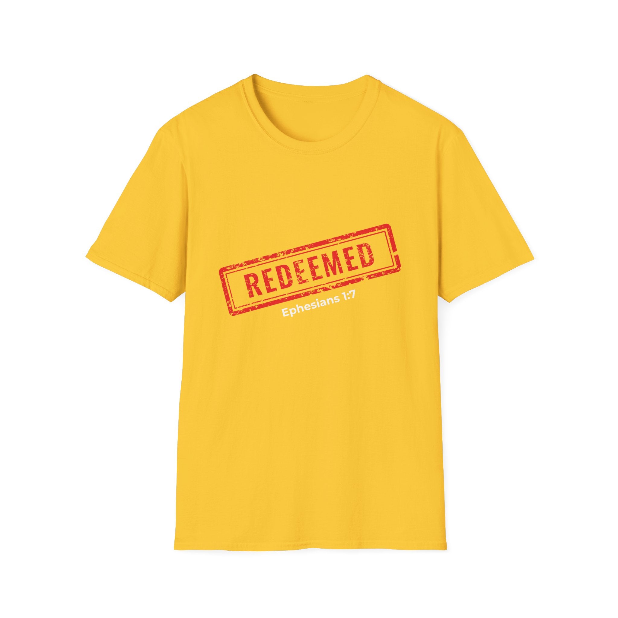 Redeemed stamp Ephesians 1:7 T-Shirt | Christian faith scripture tee