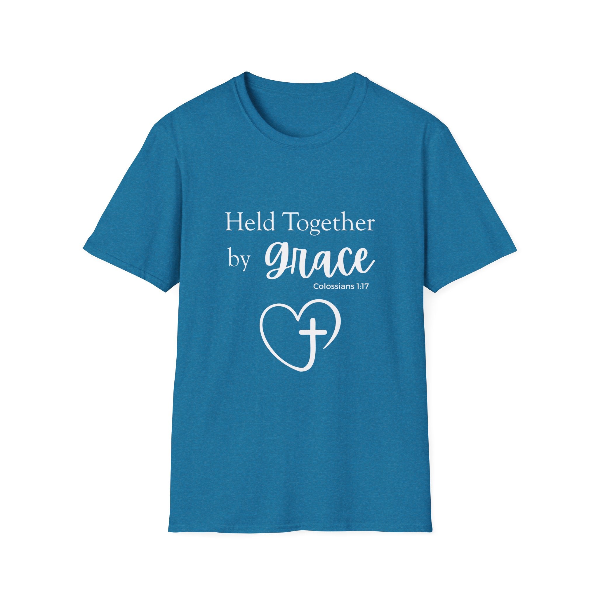 Held Together by Grace T-Shirt — Christian Heart Cross, Colossians 1:17