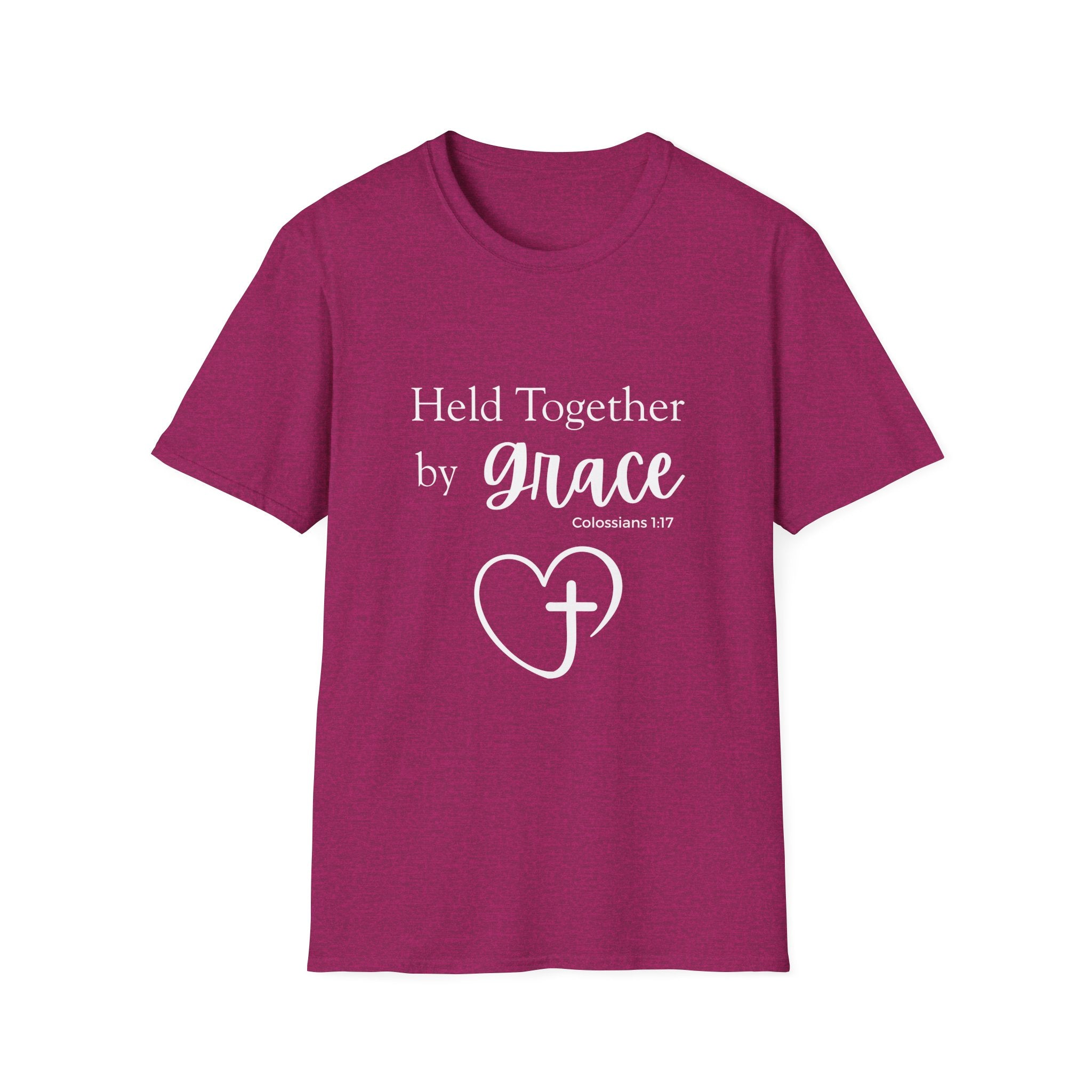 Held Together by Grace T-Shirt — Christian Heart Cross, Colossians 1:17