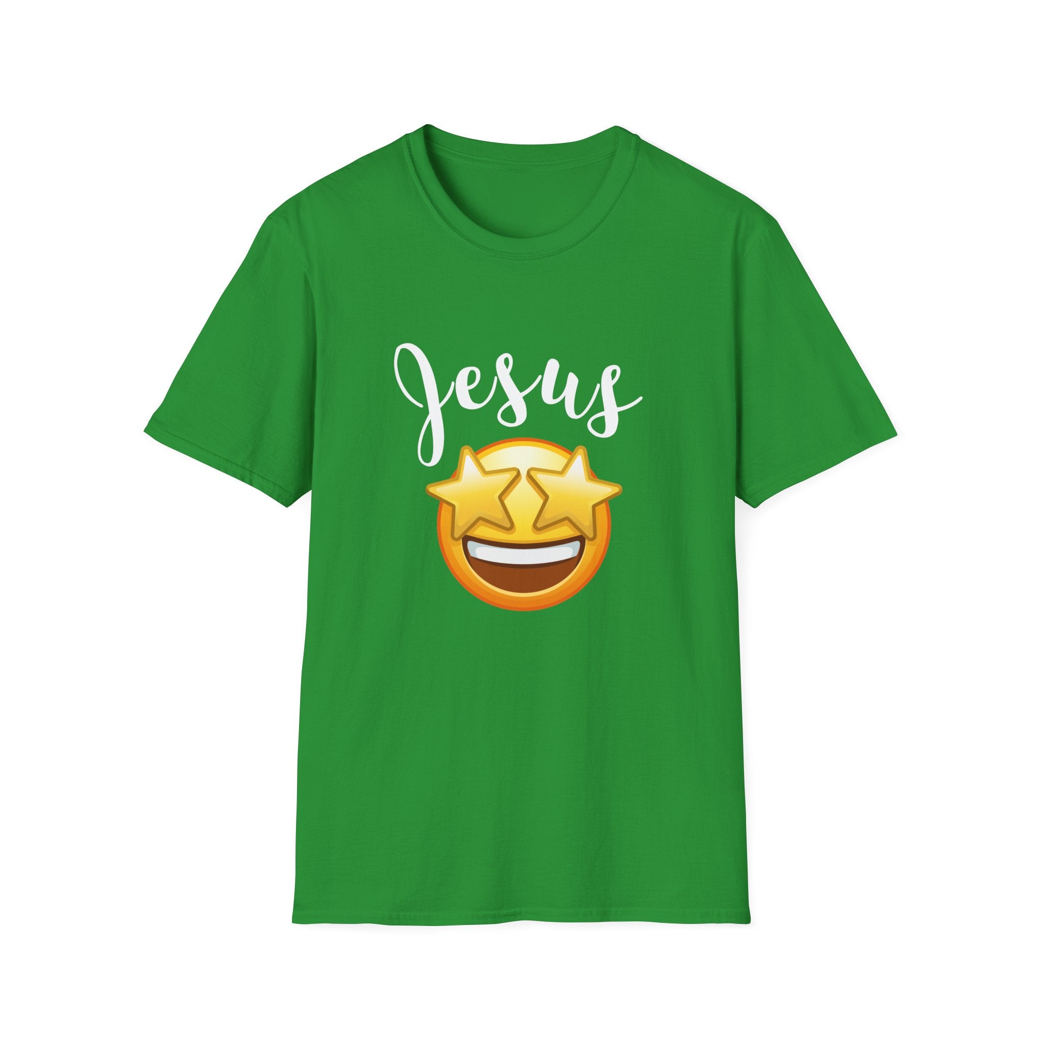 Jesus Emoji Star-Eyes T-Shirt — Casual Christian Faith Tee