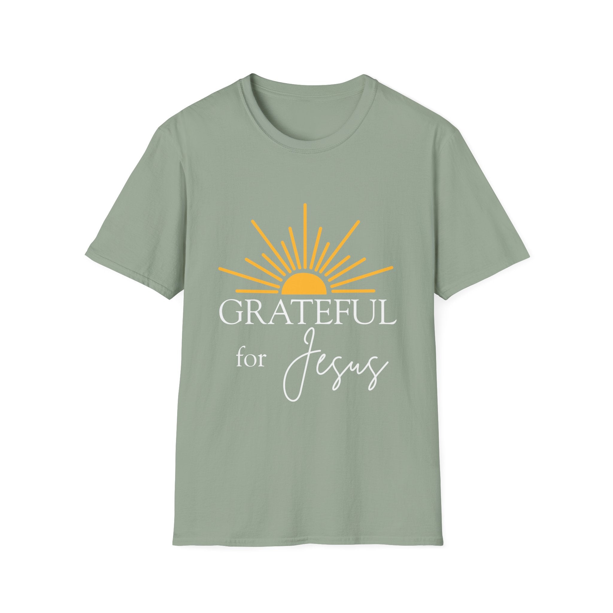 Grateful for Jesus Sunrise T-Shirt | Yellow Half Sun Graphic, Jesus Tee