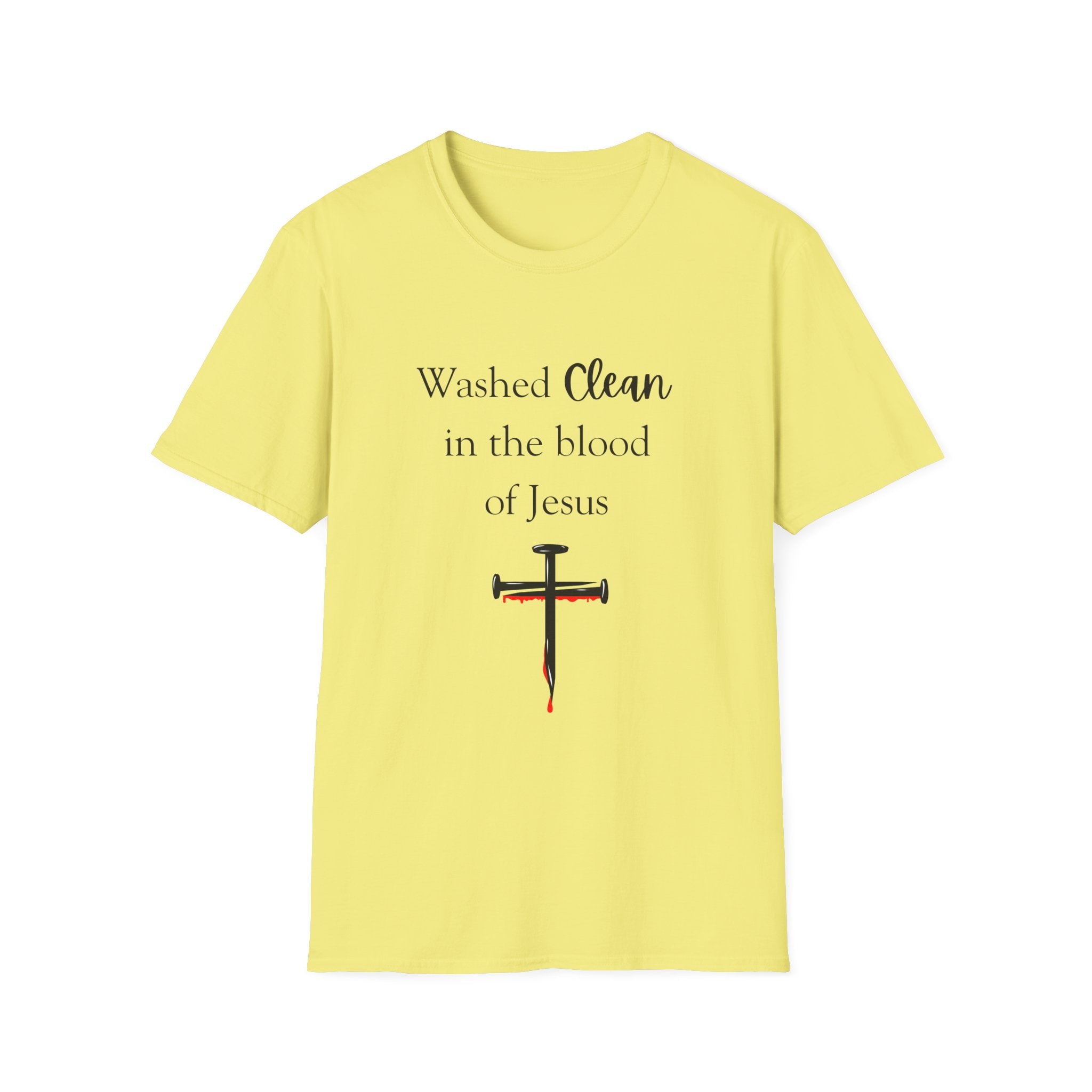 Washed Clean in the Blood of Jesus T-Shirt | Christian Cross Design