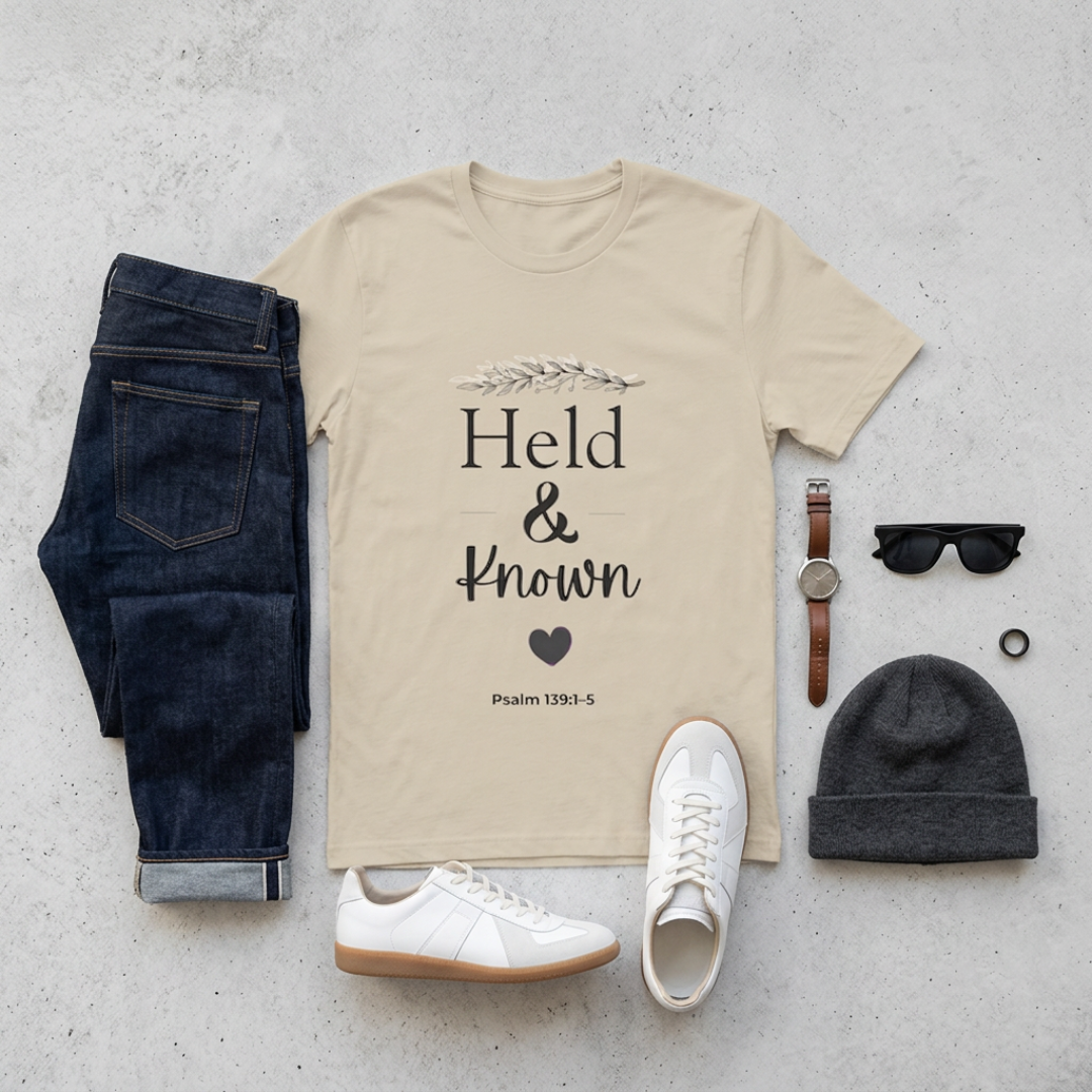 Held & Known Psalm 139:14 T-Shirt | Christian Scripture Shirt, Faith Tee