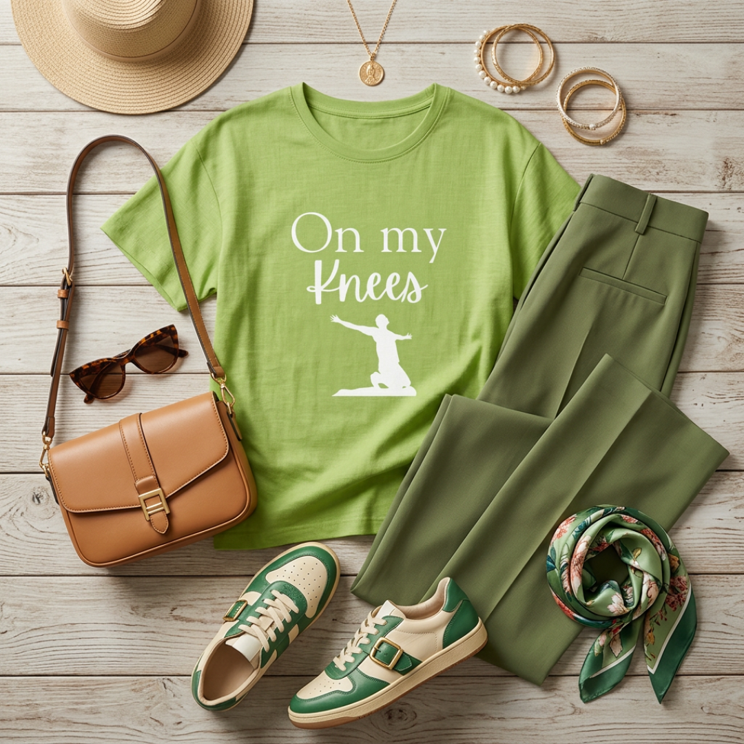 On My Knees Worship God T-Shirt | Live Your Faith Religious Christian Tee
