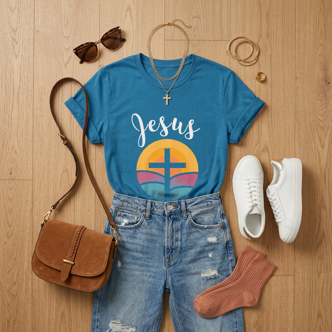 Sunrise Cross T-Shirt | Christian Faith graphic tee
