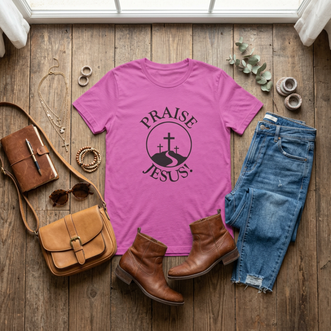 Praise Jesus T‑Shirt — Christian Faith Cross Tee