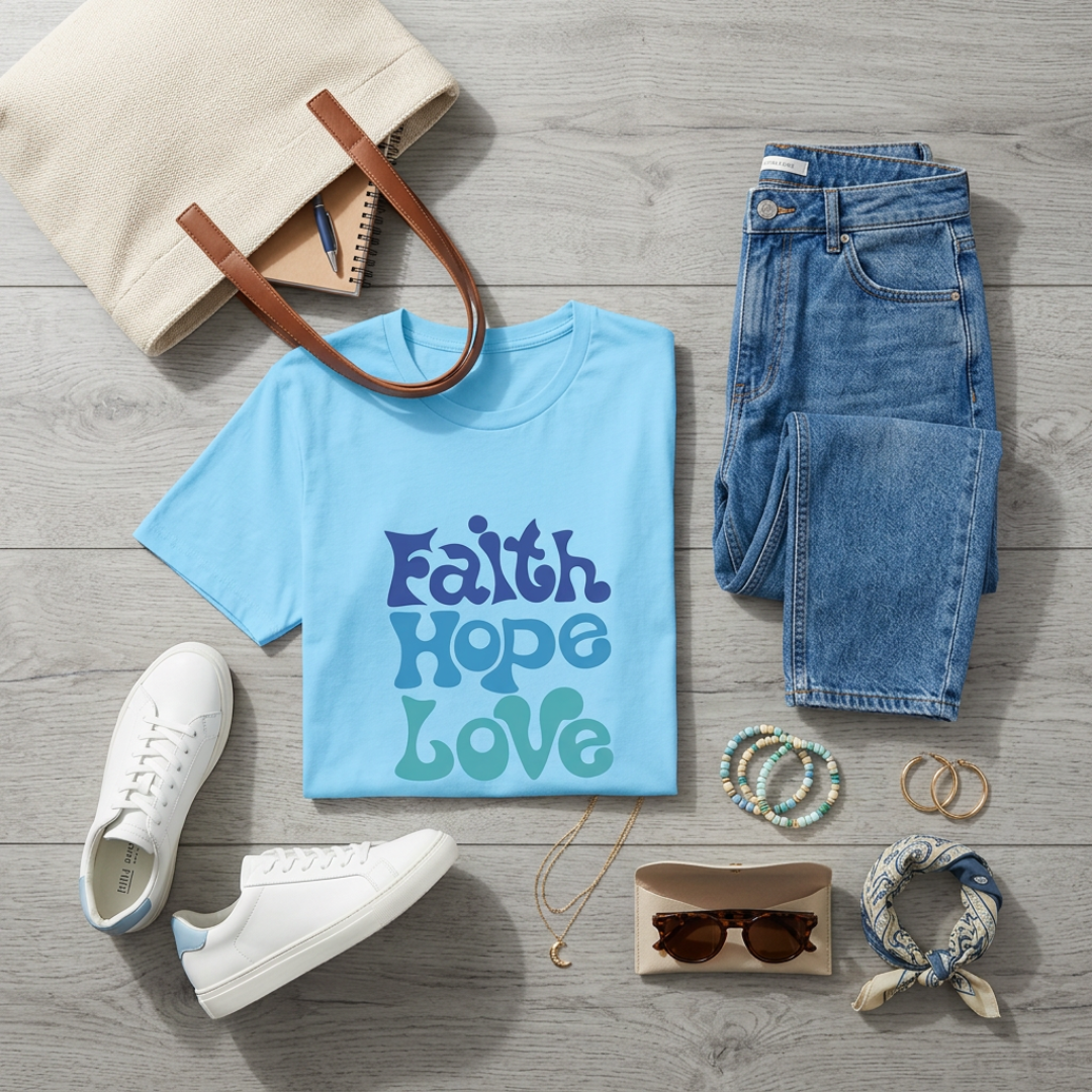 Faith Hope Love T-Shirt — Retro Psychedelic Faith Tee