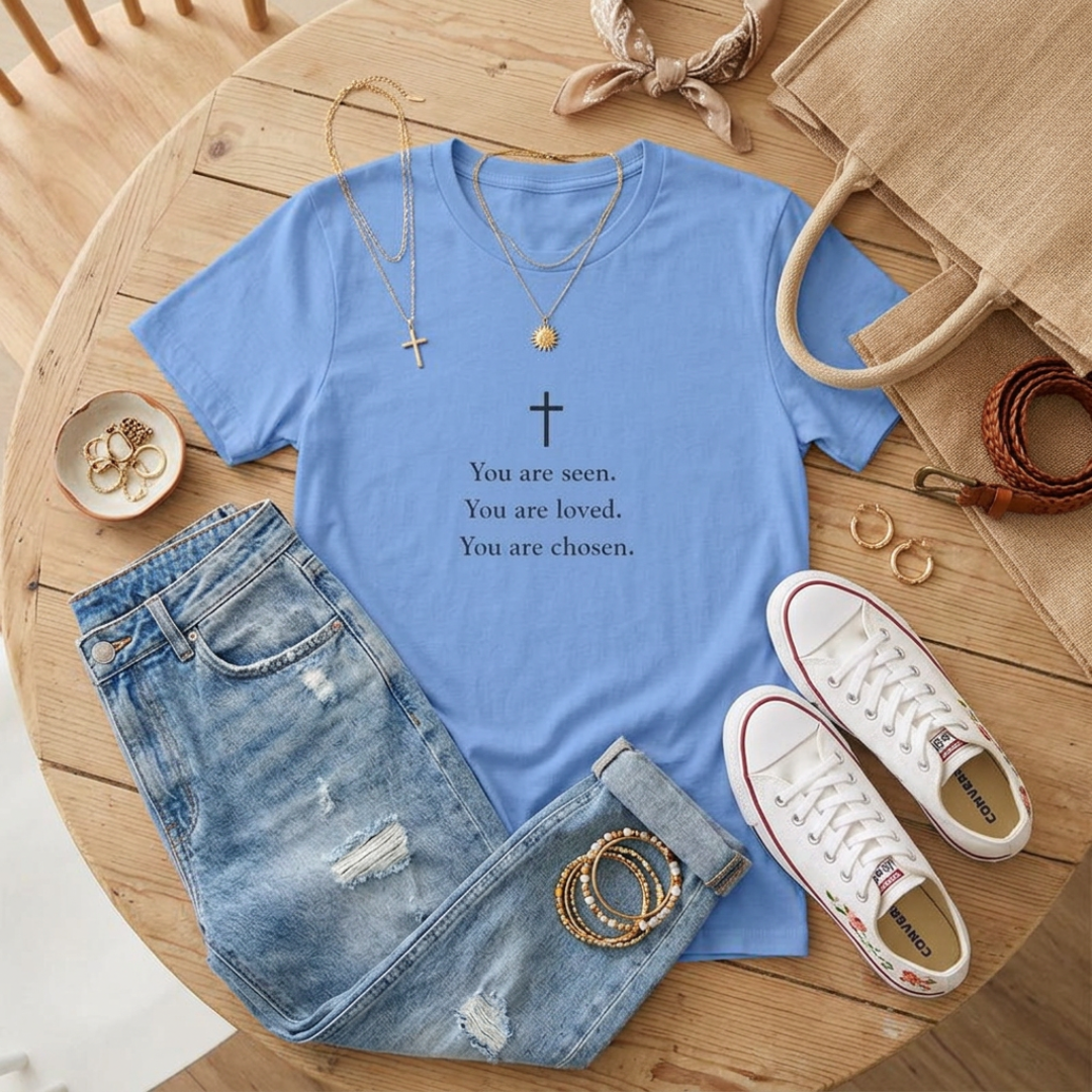 Christian Message T-Shirt — "You are seen. You are loved. You are chosen."