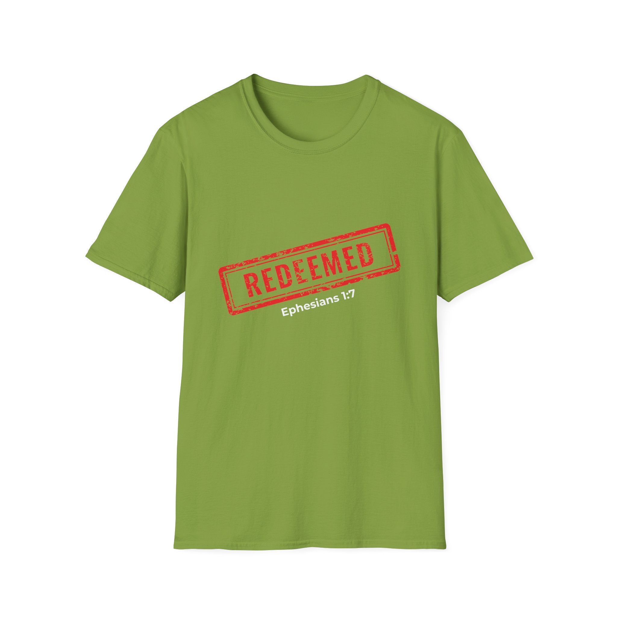 Redeemed stamp Ephesians 1:7 T-Shirt | Christian faith scripture tee
