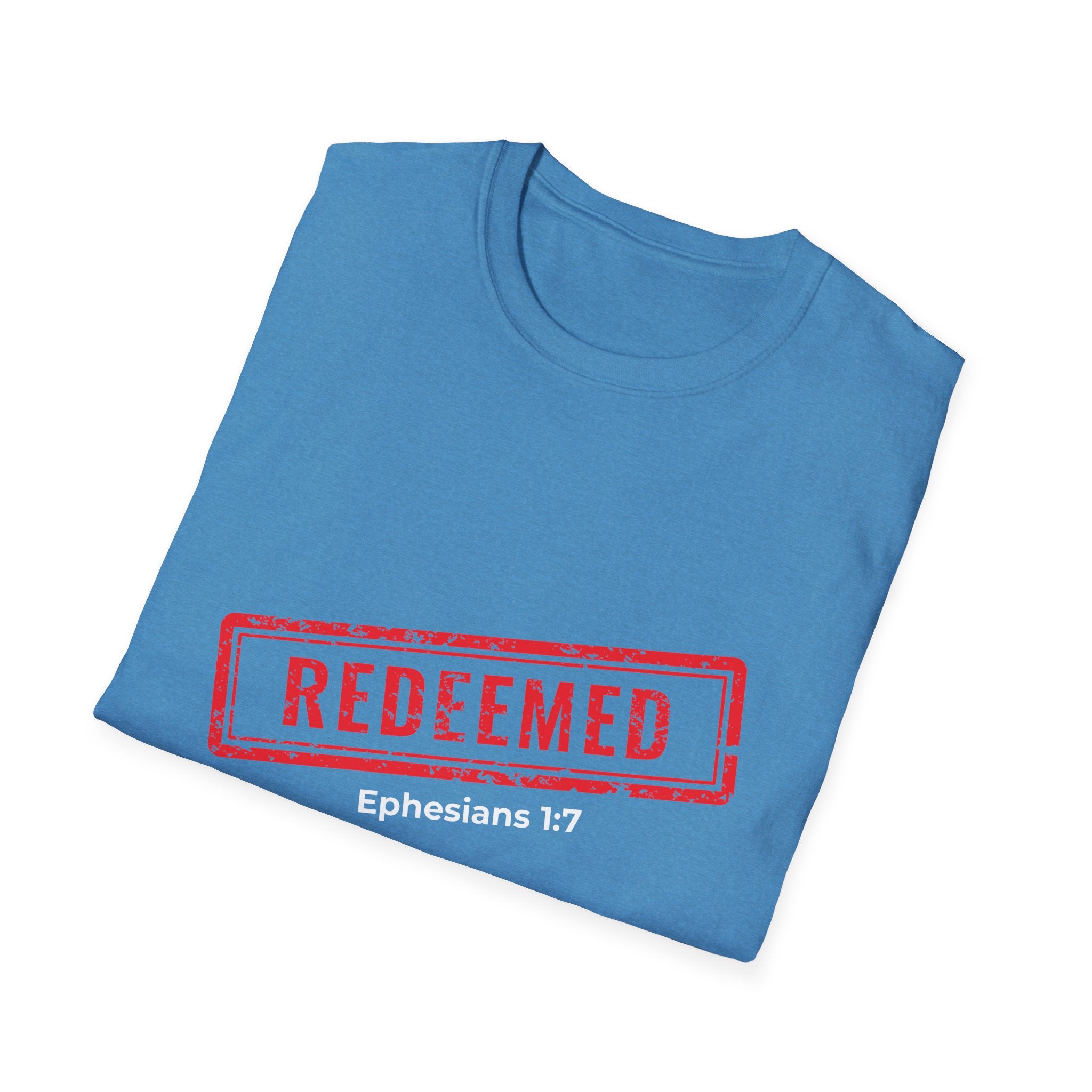Redeemed stamp Ephesians 1:7 T-Shirt | Christian faith scripture tee