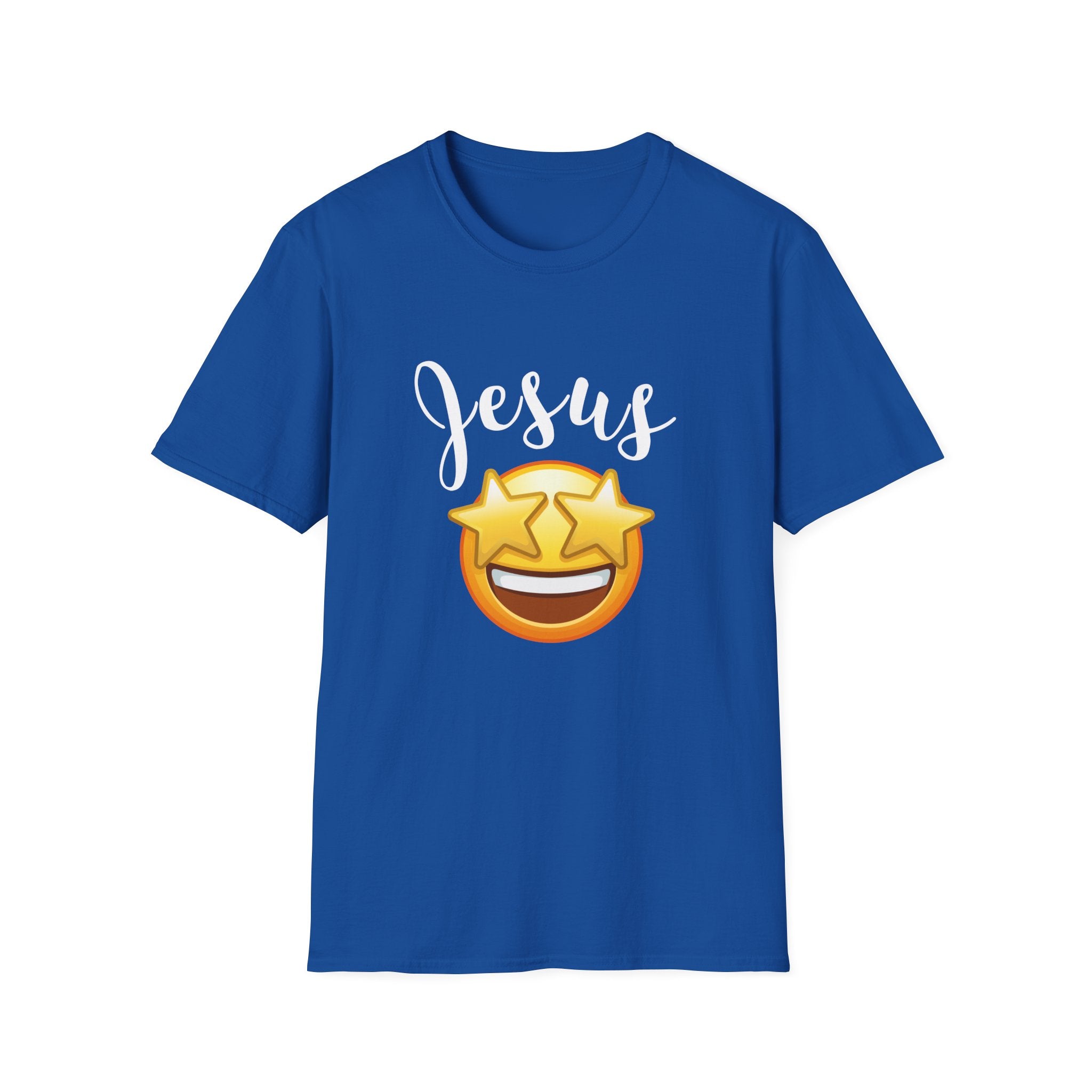 Jesus Emoji Star-Eyes T-Shirt — Casual Christian Faith Tee