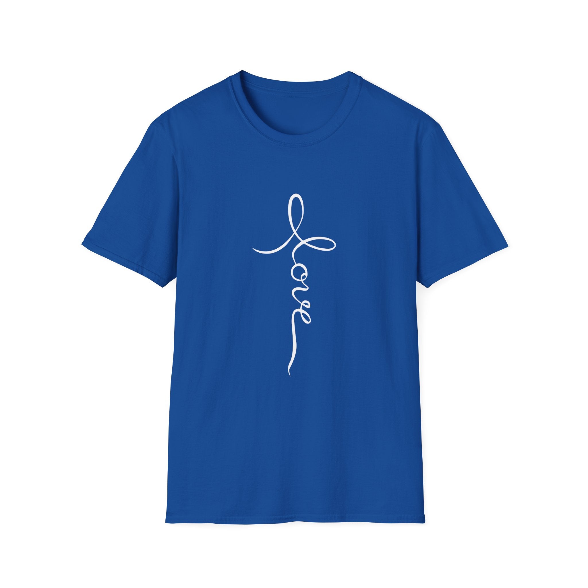 Vertical 'Love' Cross Christian T-Shirt — Faith Tee for Believers