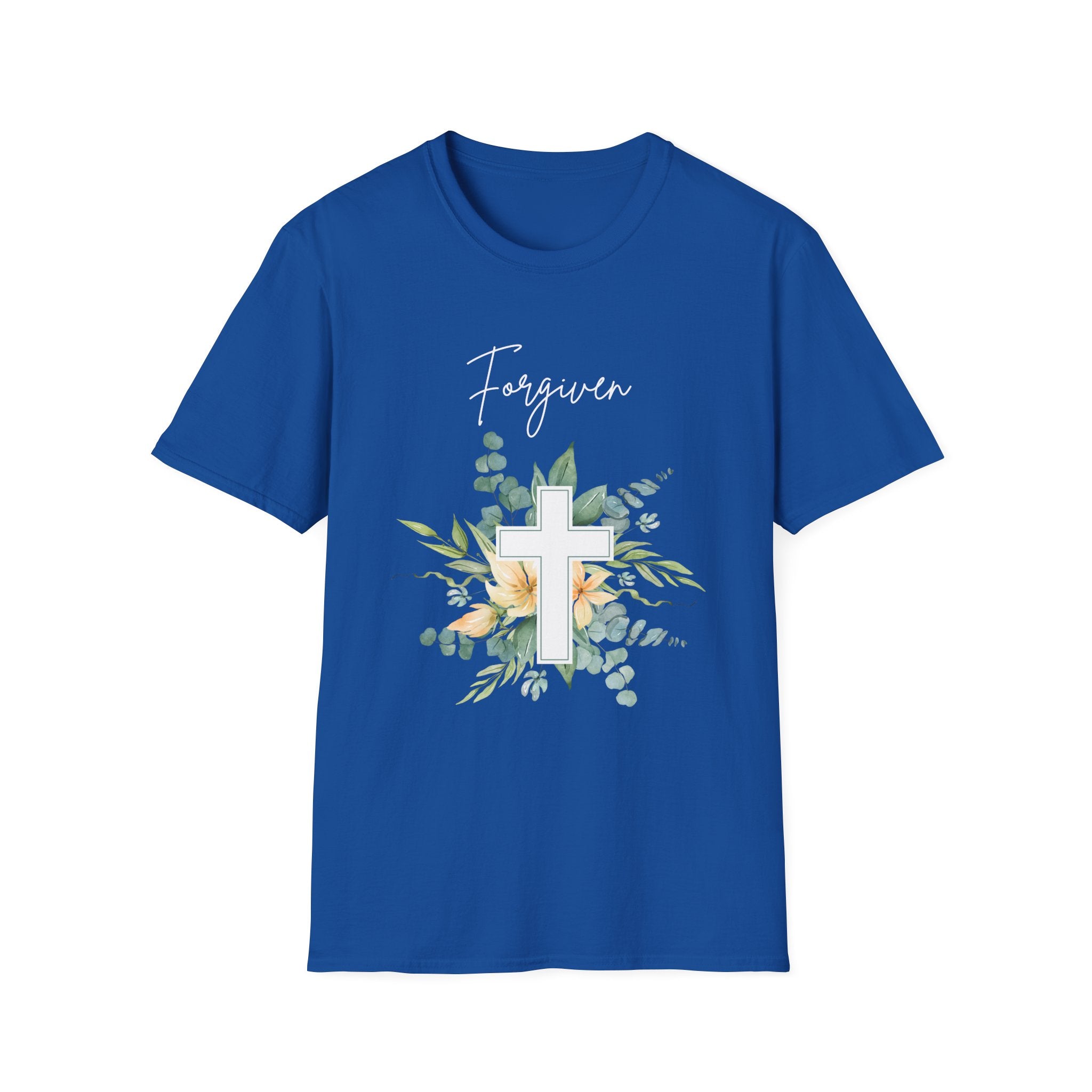 Forgiven Floral Cross T-Shirt | Watercolor Flower Christian Faith Tee