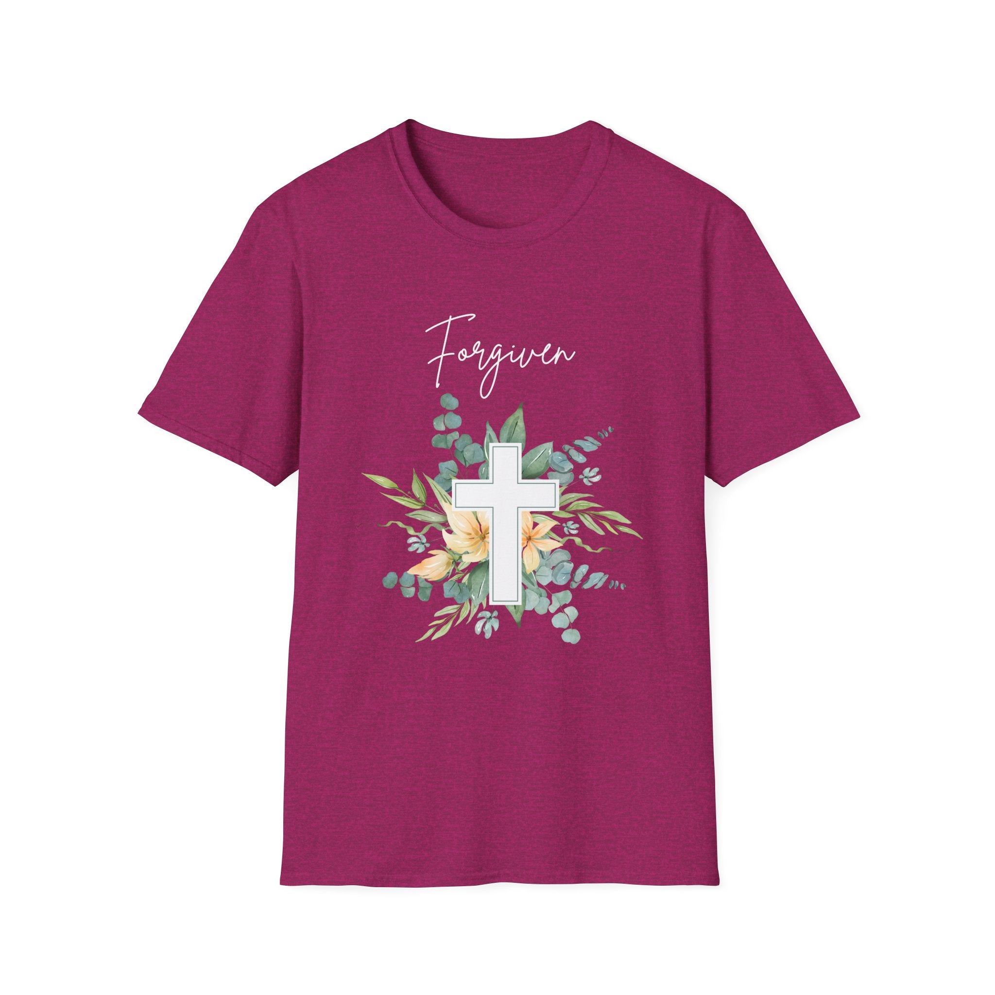 Forgiven Floral Cross T-Shirt | Watercolor Flower Christian Faith Tee