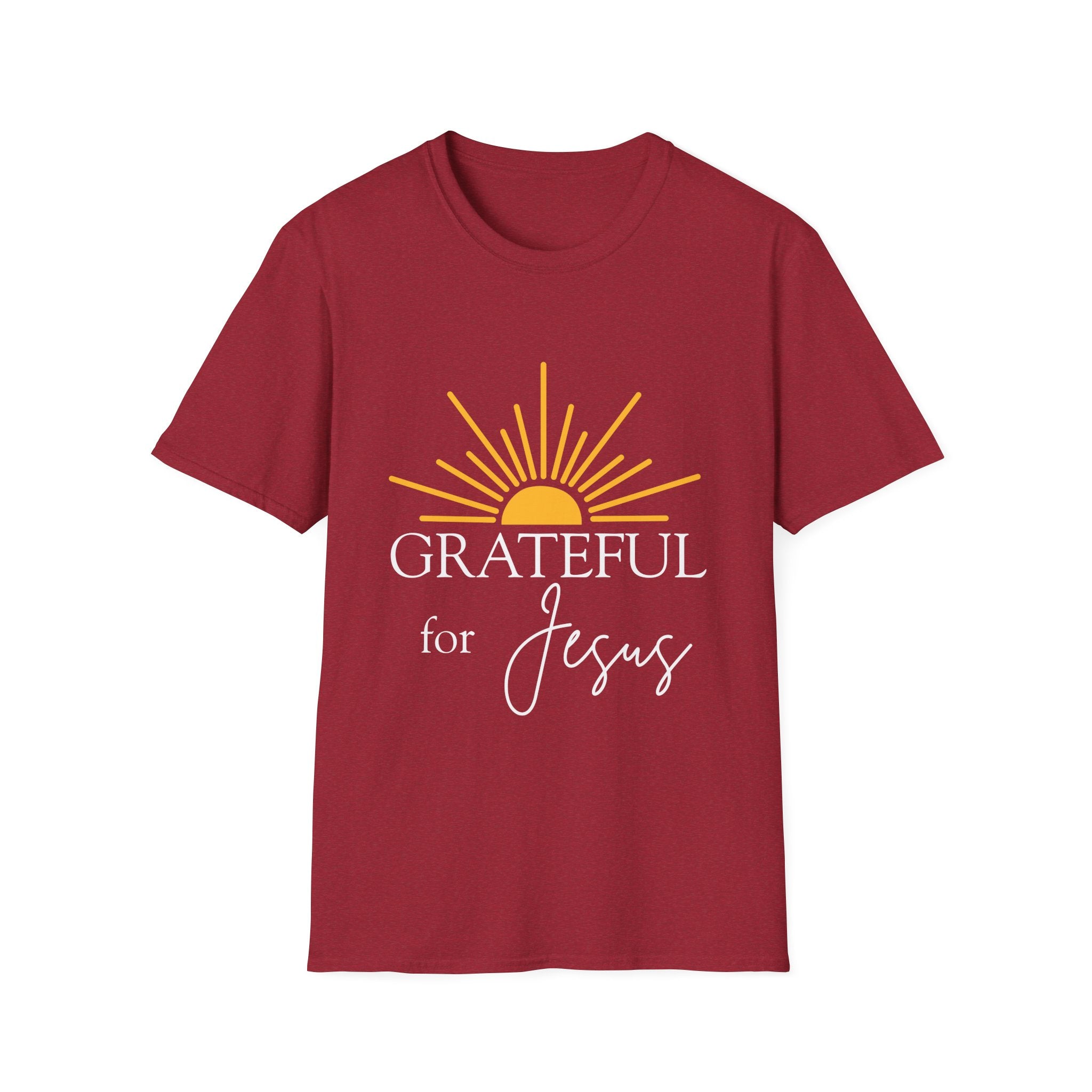 Grateful for Jesus Sunrise T-Shirt | Yellow Half Sun Graphic, Jesus Tee