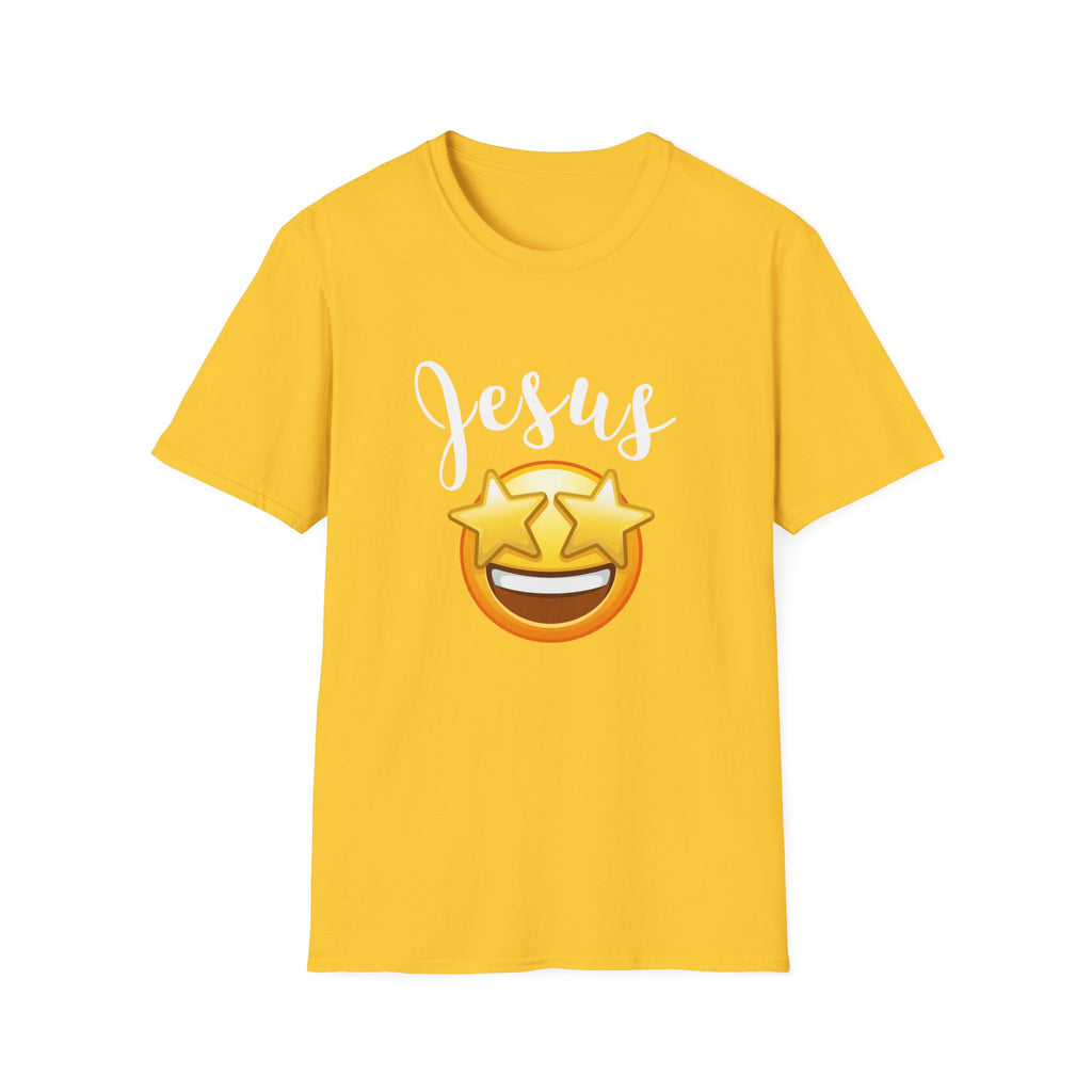 Jesus Emoji Star-Eyes T-Shirt — Casual Christian Faith Tee