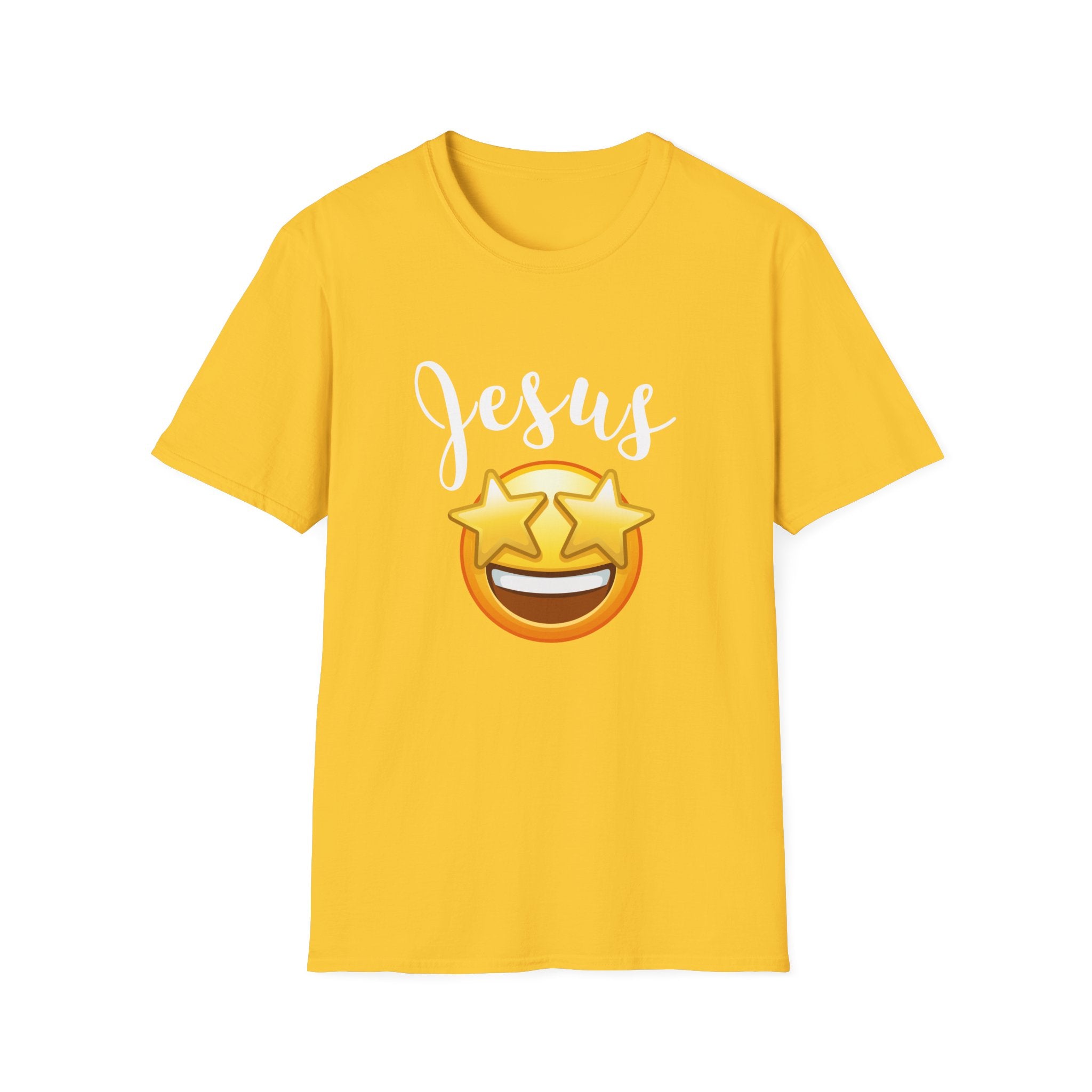 Jesus Emoji Star-Eyes T-Shirt — Casual Christian Faith Tee