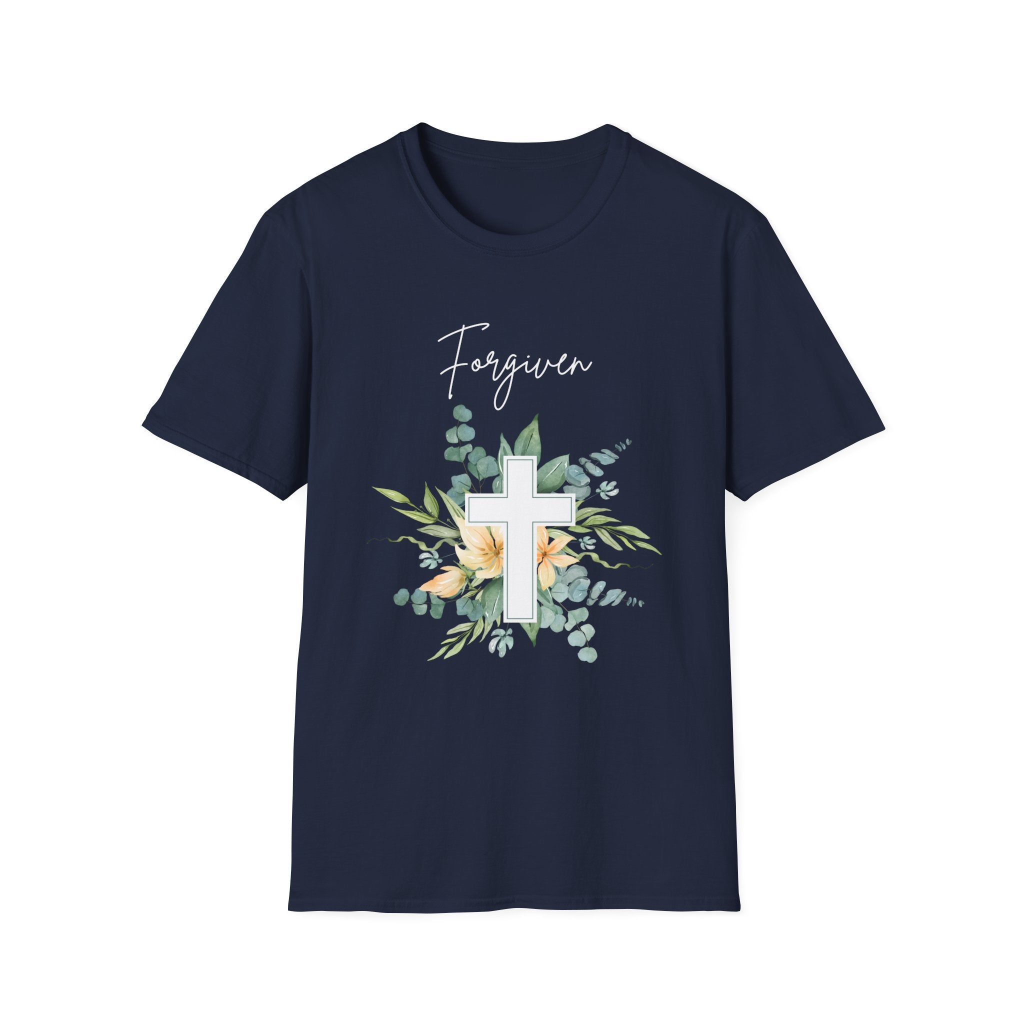 Forgiven Floral Cross T-Shirt | Watercolor Flower Christian Faith Tee