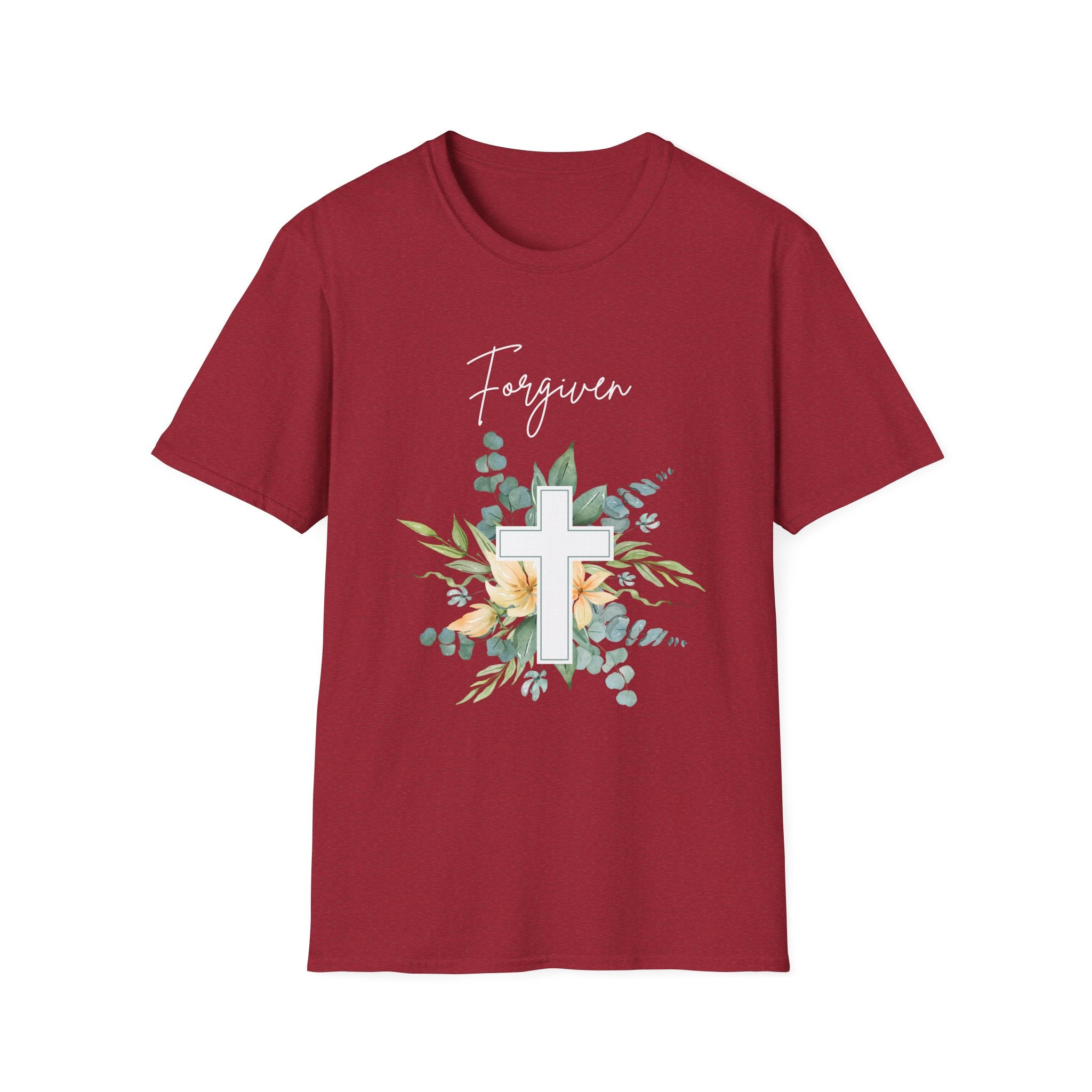 Forgiven Floral Cross T-Shirt | Watercolor Flower Christian Faith Tee