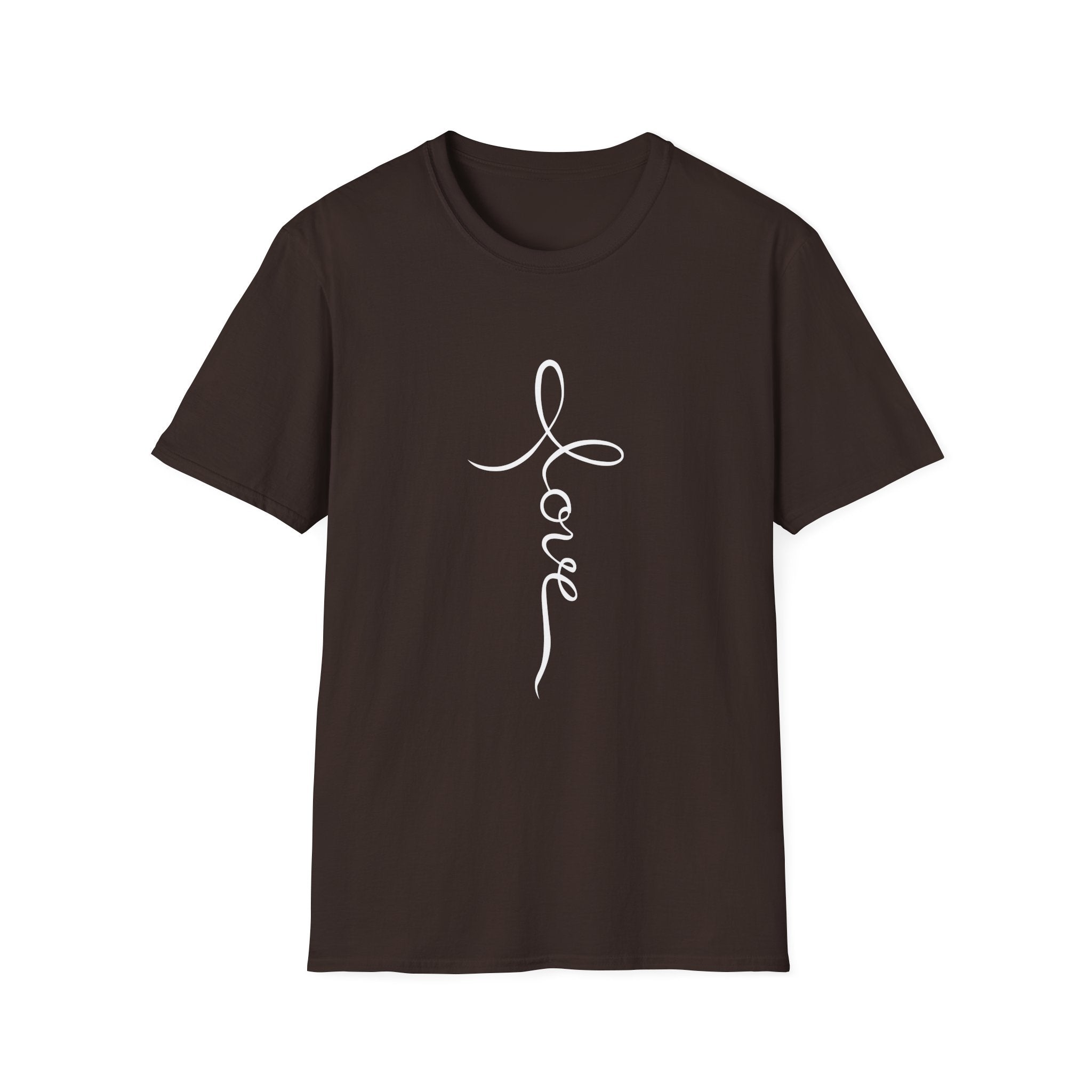 Vertical 'Love' Cross Christian T-Shirt — Faith Tee for Believers