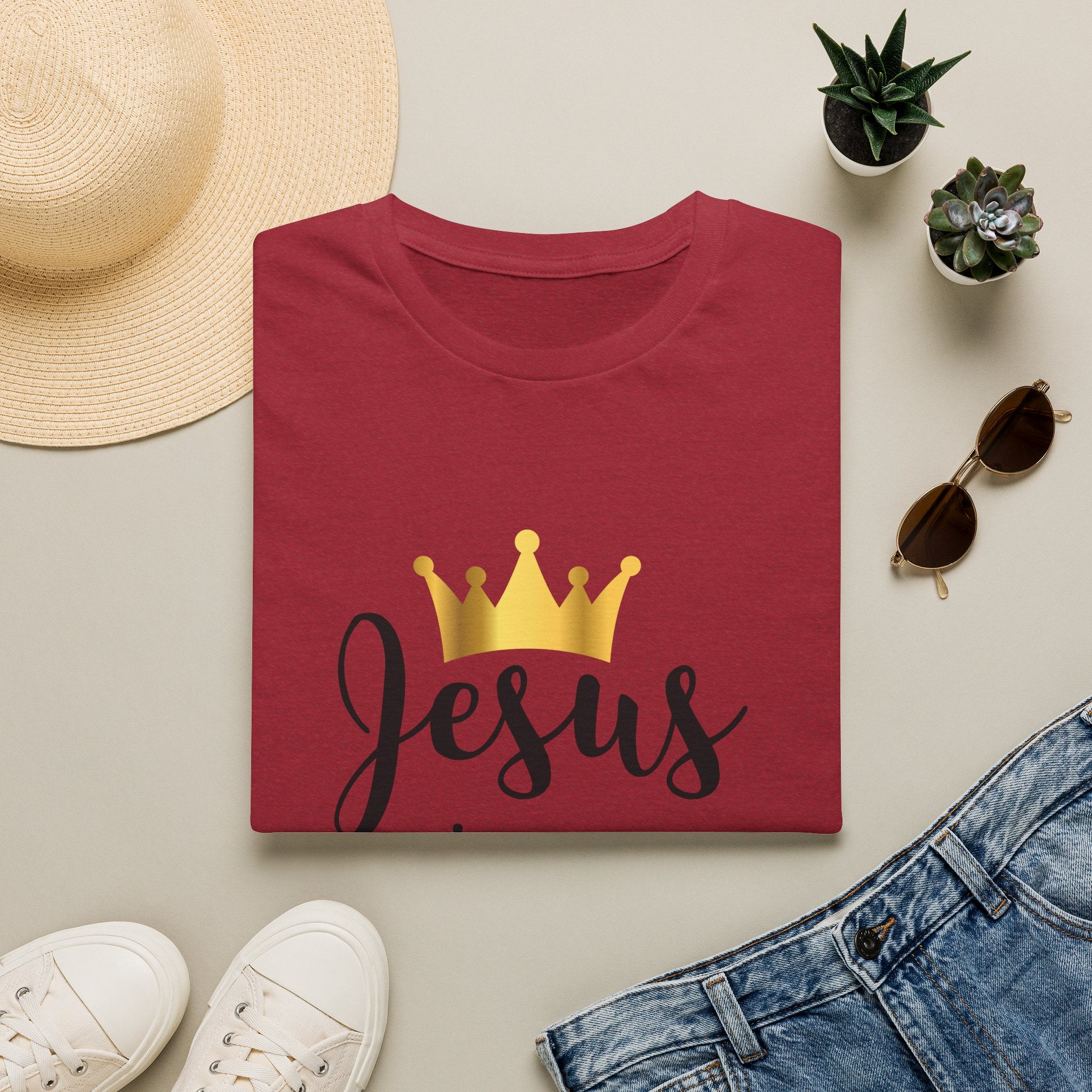 Jesus Is My King T-Shirt — Christian Faith Tee with Gold Crown