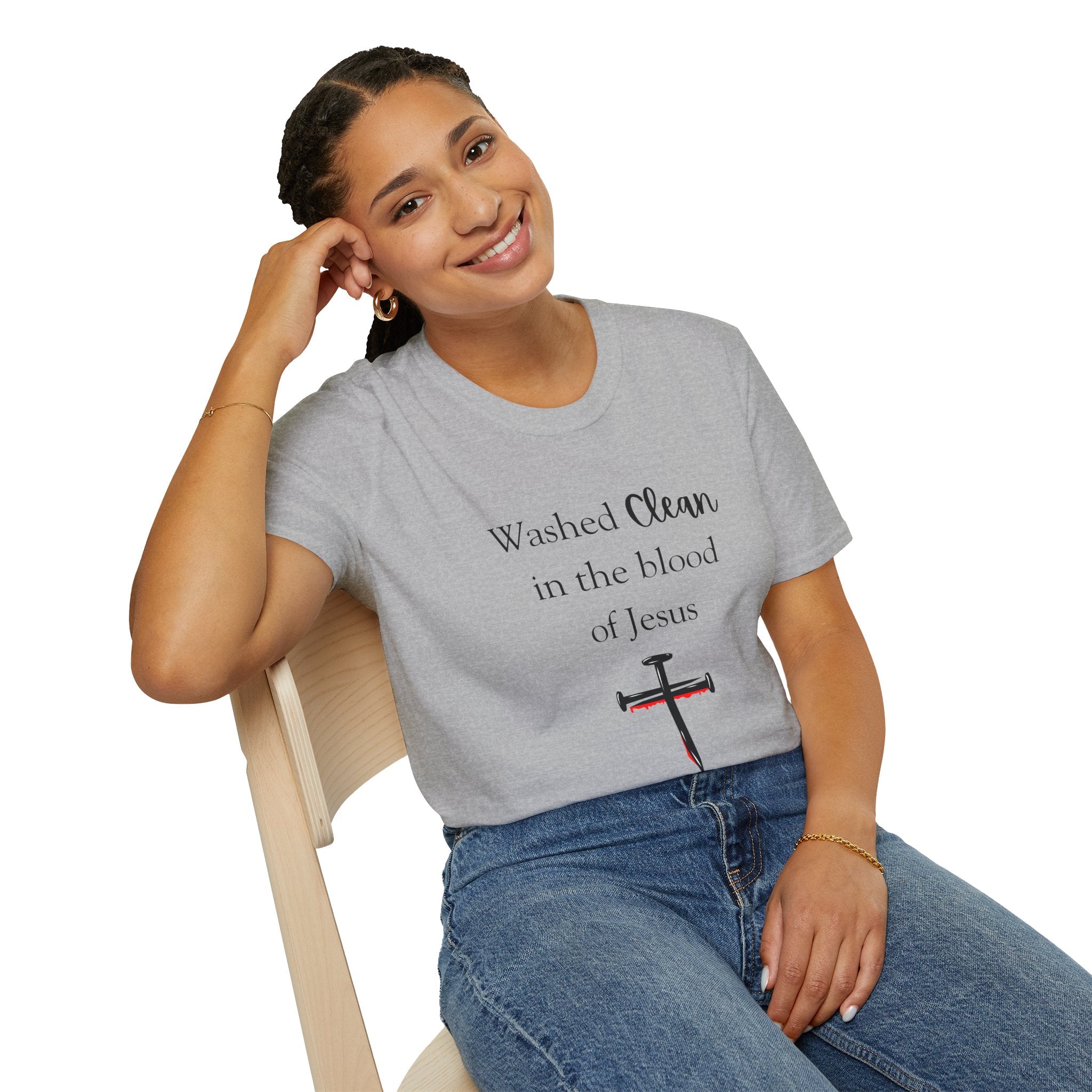 Washed Clean in the Blood of Jesus T-Shirt | Christian Cross Design