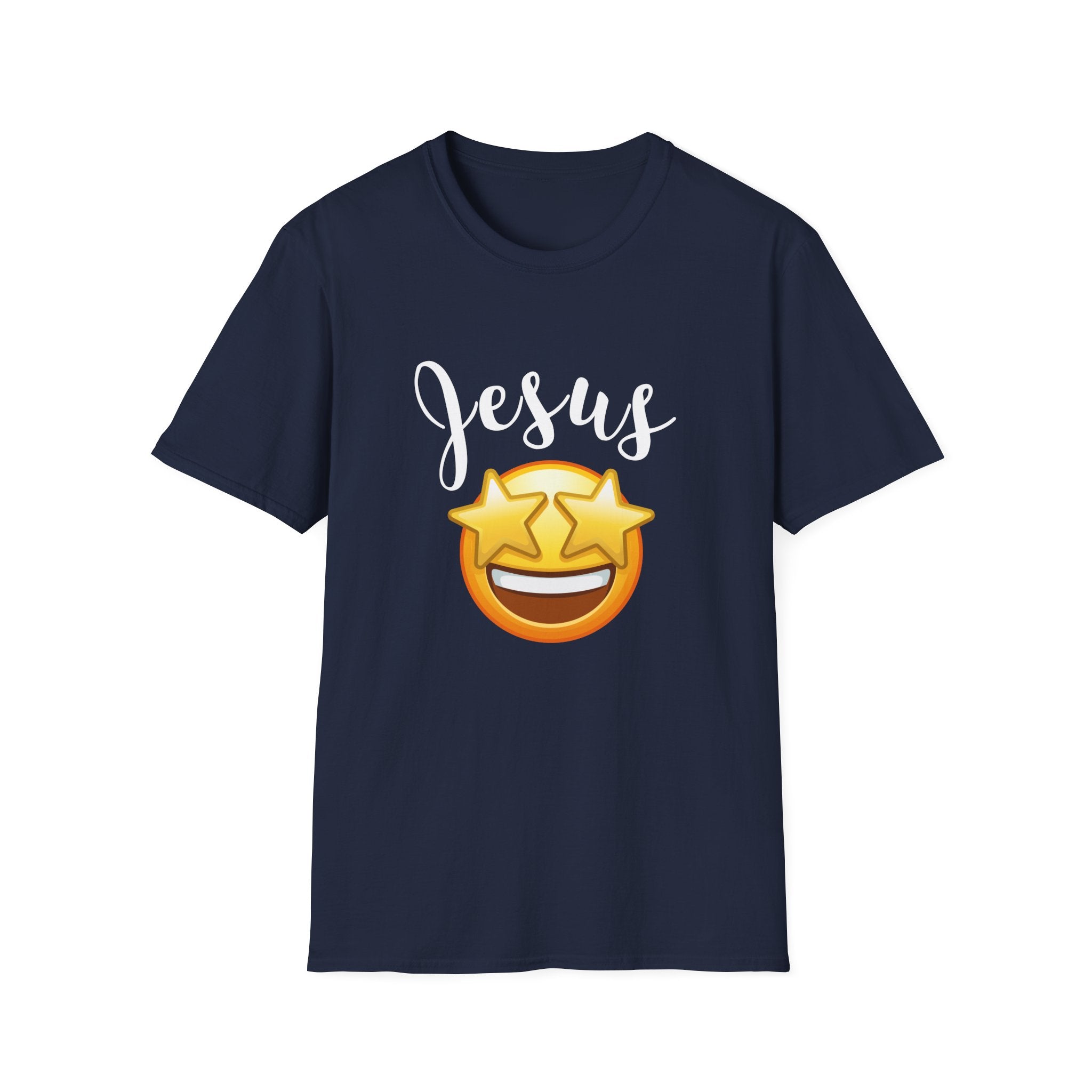 Jesus Emoji Star-Eyes T-Shirt — Casual Christian Faith Tee