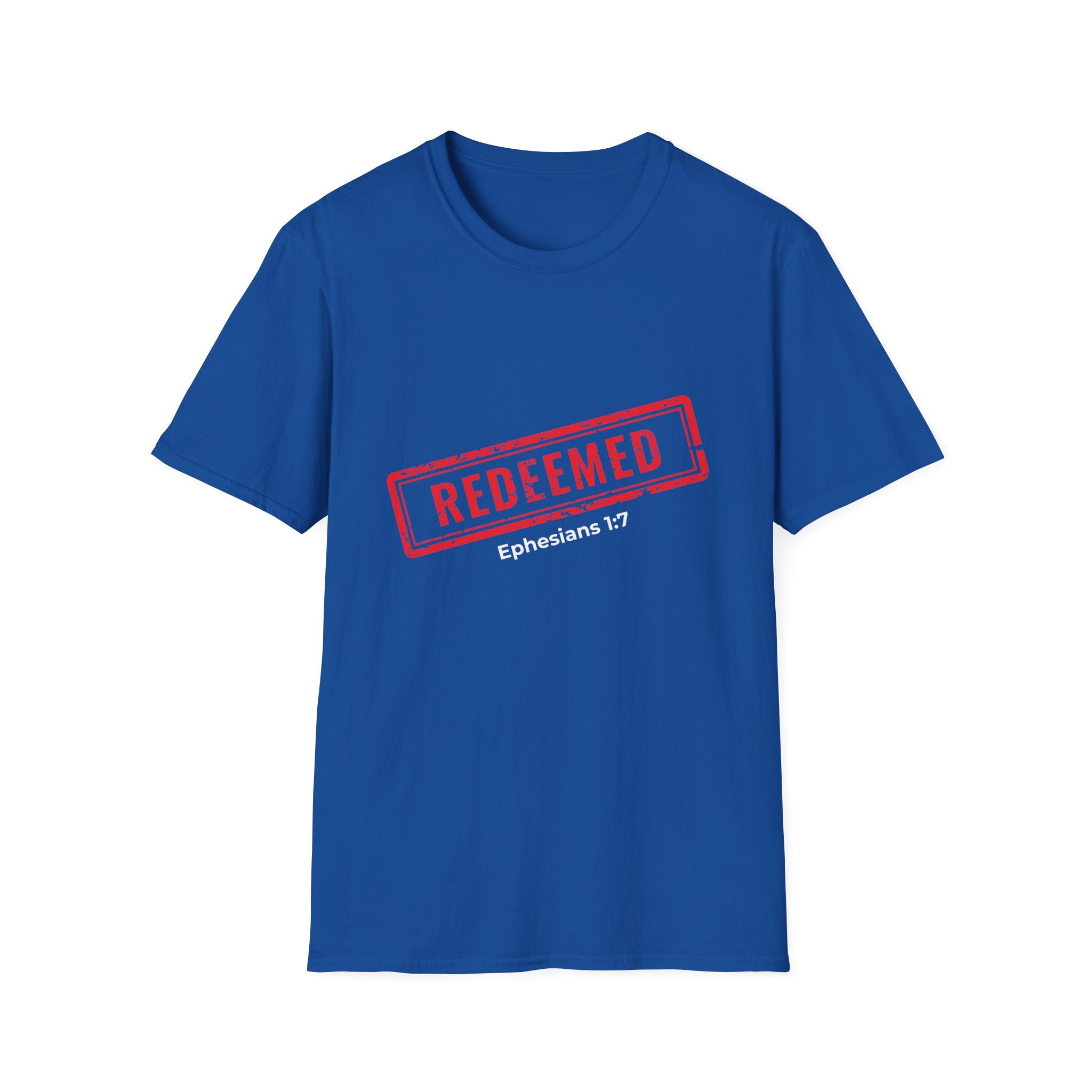 Redeemed stamp Ephesians 1:7 T-Shirt | Christian faith scripture tee