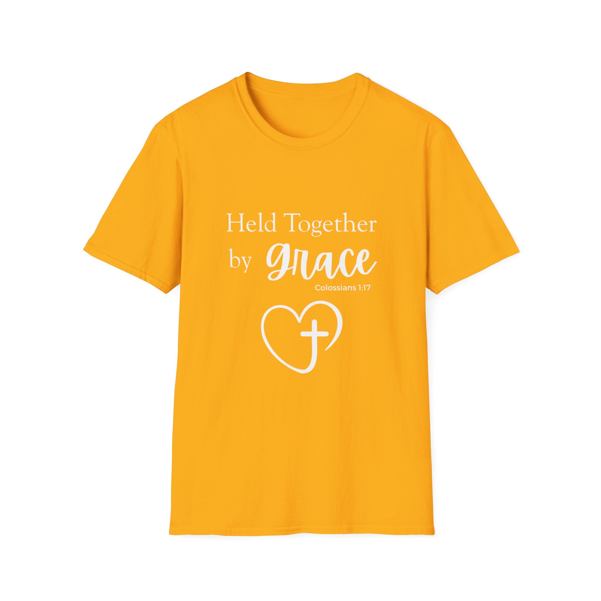Held Together by Grace T-Shirt — Christian Heart Cross, Colossians 1:17