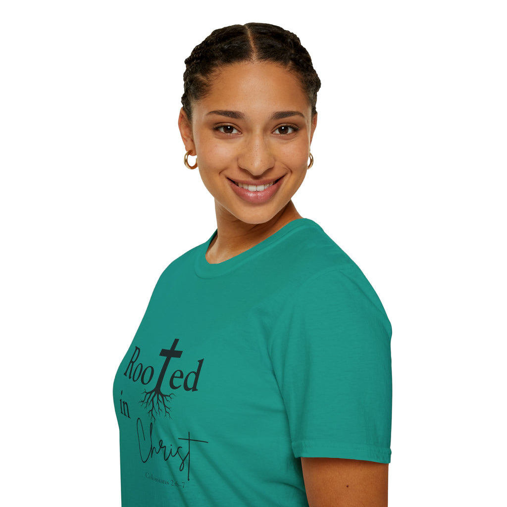 Rooted in Christ Cross & Roots T-Shirt — Christian Faith Tee