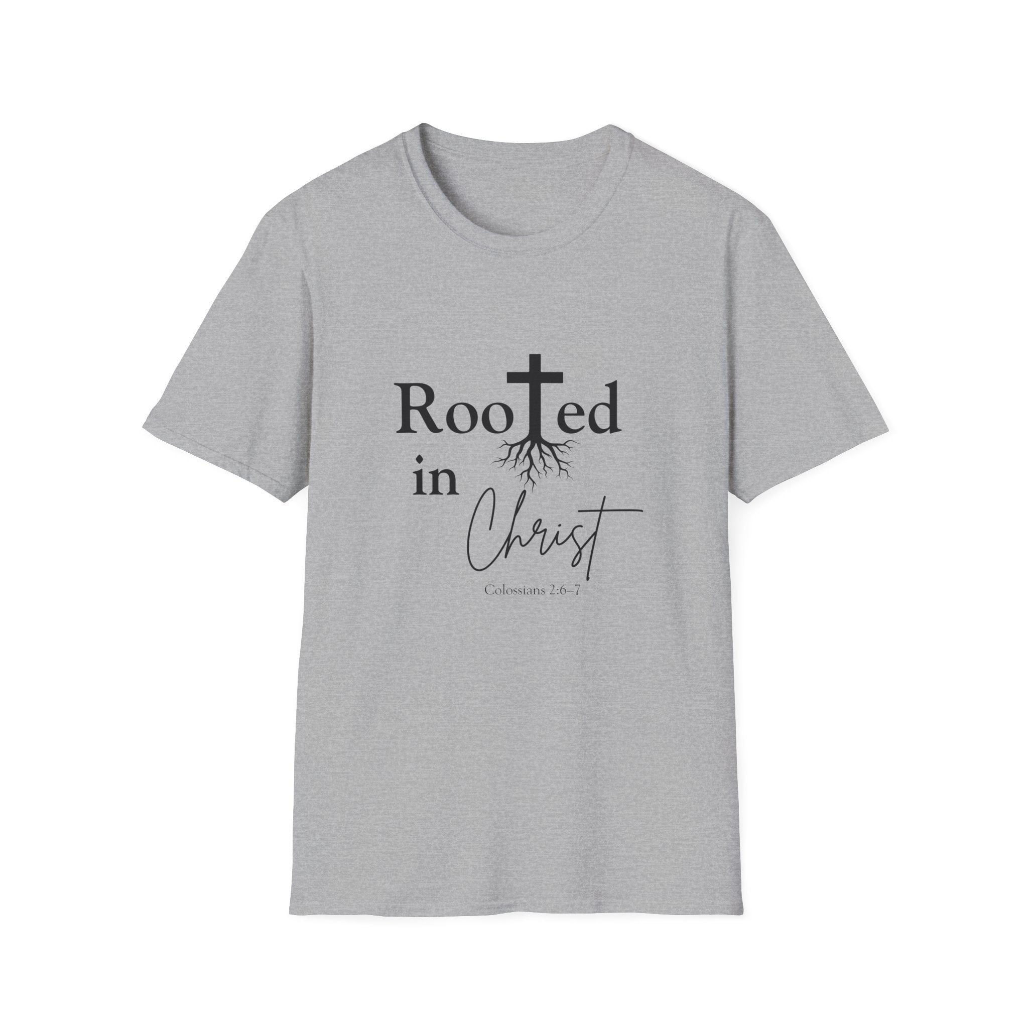 Rooted in Christ Cross & Roots T-Shirt — Christian Faith Tee