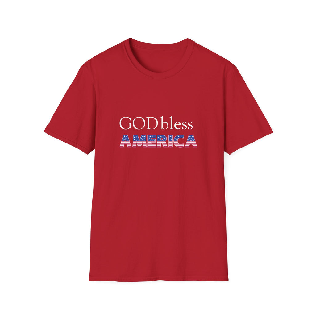 God Bless America T-Shirt — Patriotic American Flag Text Tee