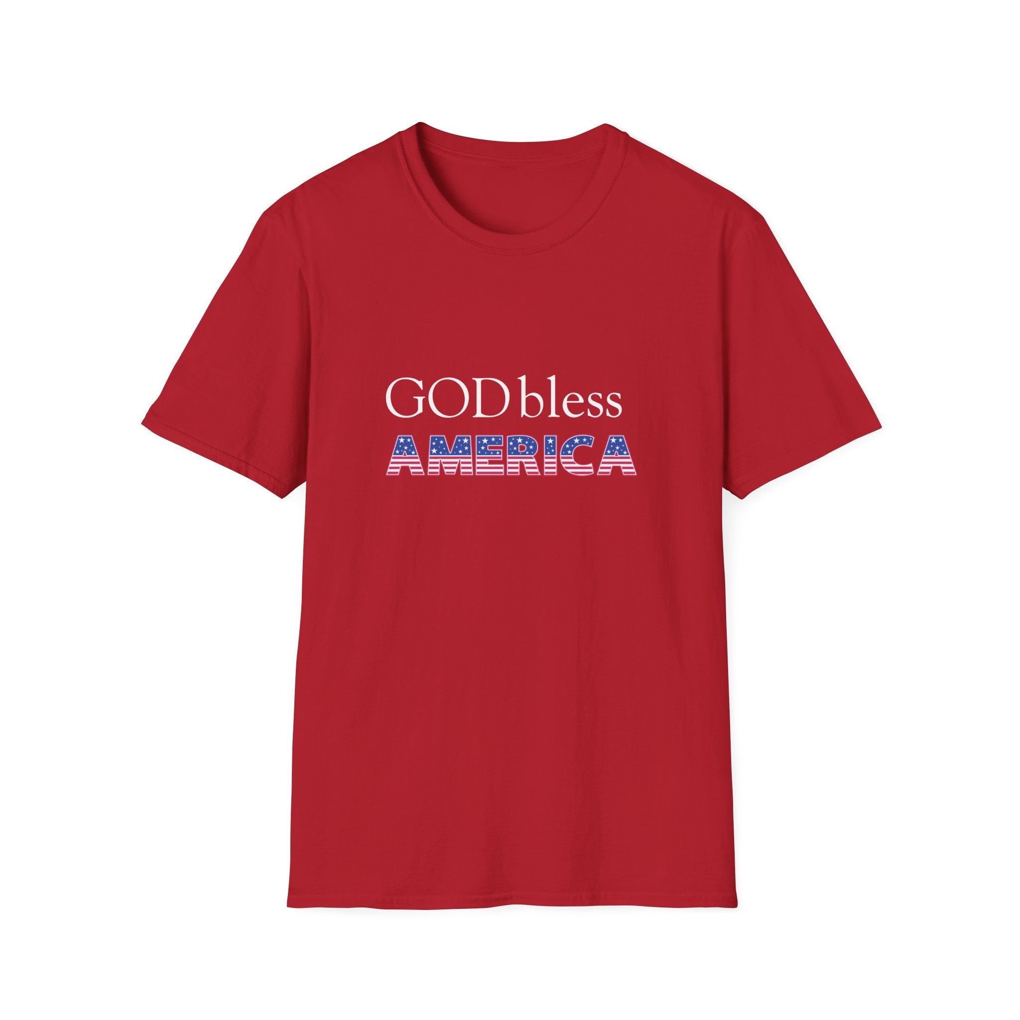 God Bless America T-Shirt — Patriotic American Flag Text Tee