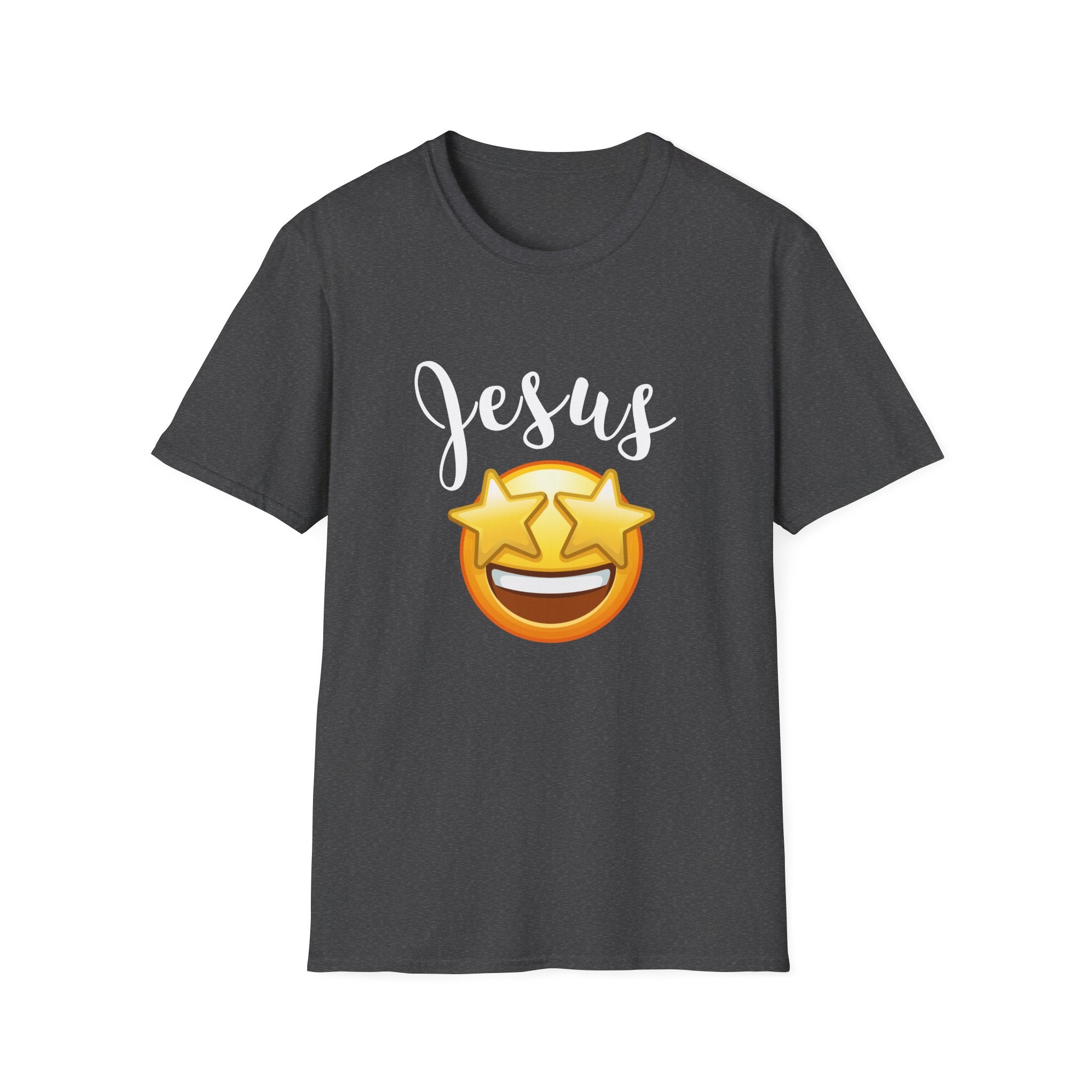 Jesus Emoji Star-Eyes T-Shirt — Casual Christian Faith Tee