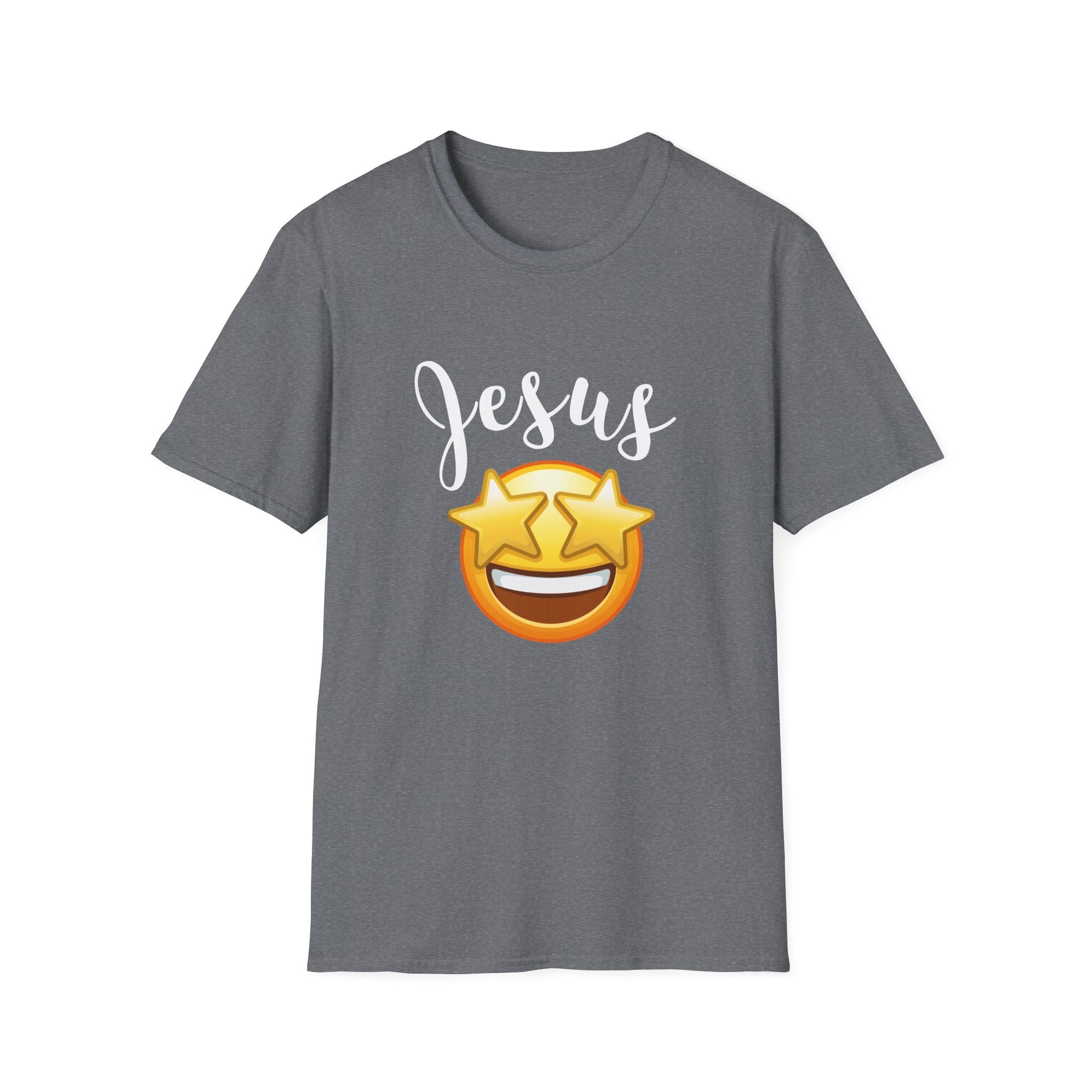 Jesus Emoji Star-Eyes T-Shirt — Casual Christian Faith Tee