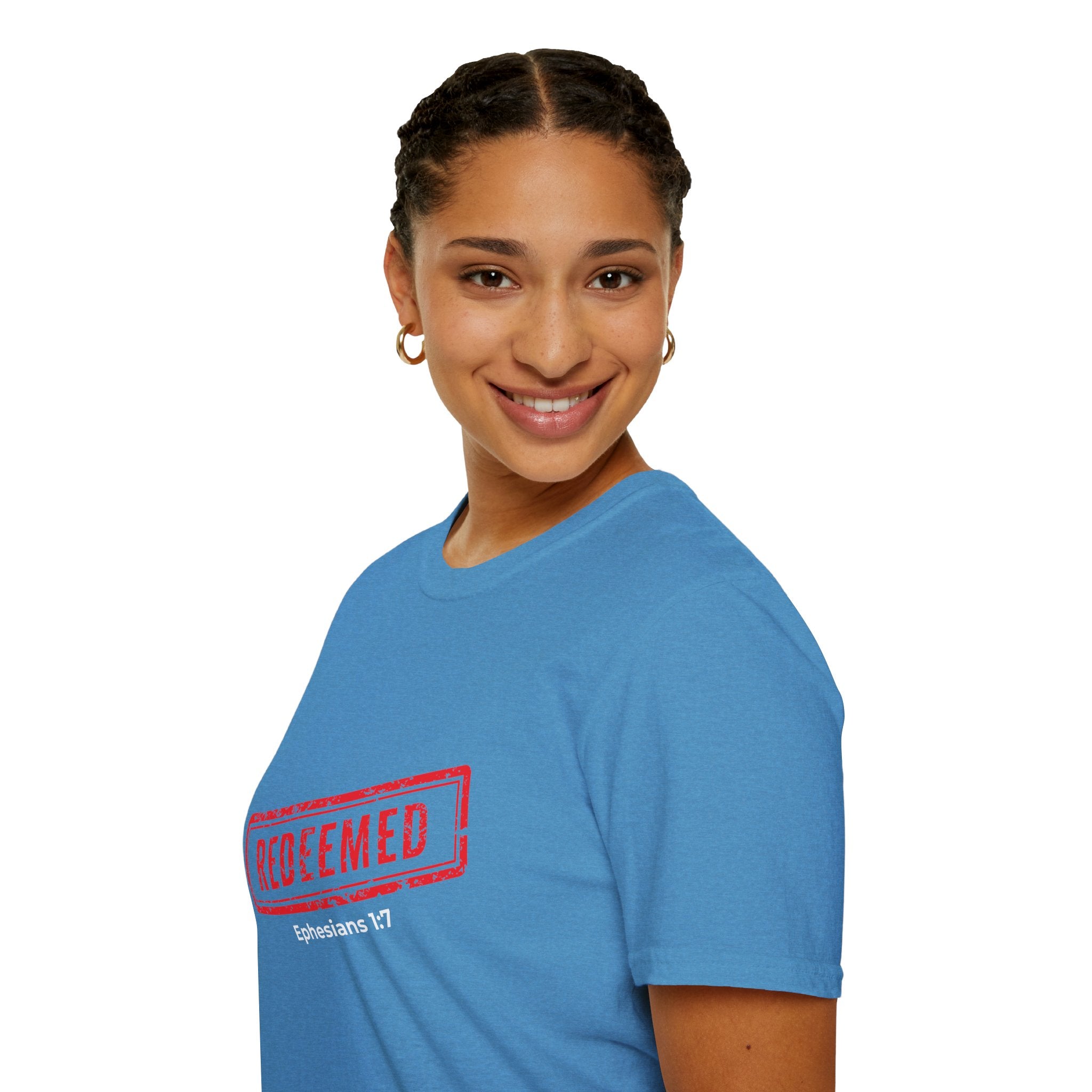 Redeemed stamp Ephesians 1:7 T-Shirt | Christian faith scripture tee
