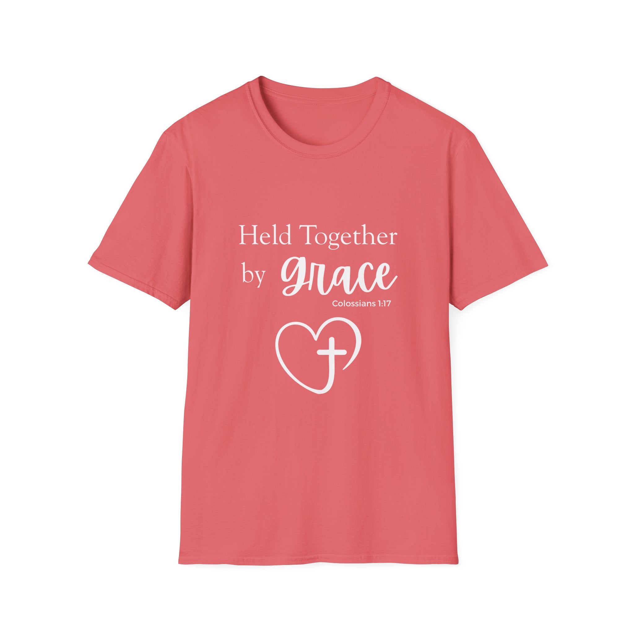 Held Together by Grace T-Shirt — Christian Heart Cross, Colossians 1:17