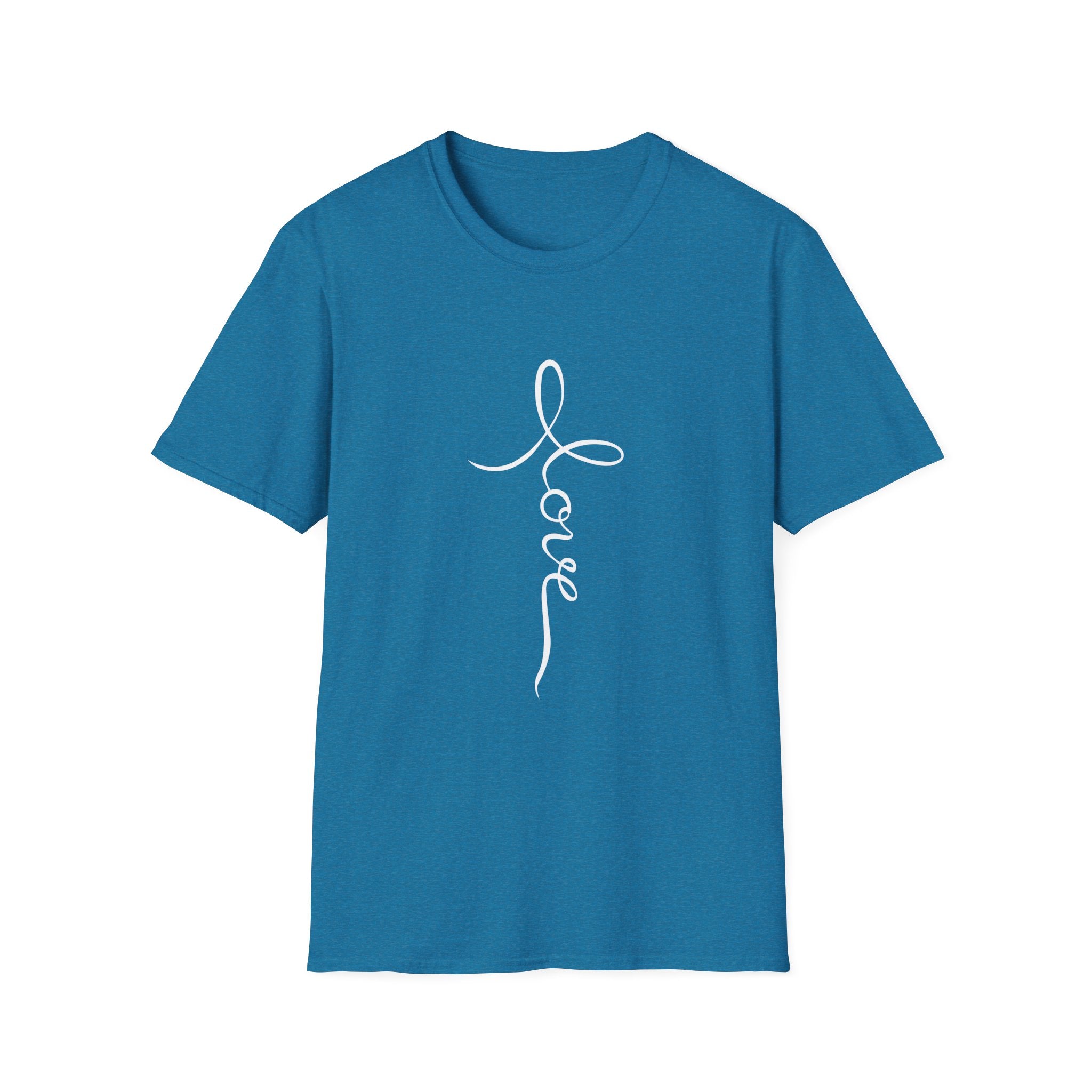 Vertical 'Love' Cross Christian T-Shirt — Faith Tee for Believers