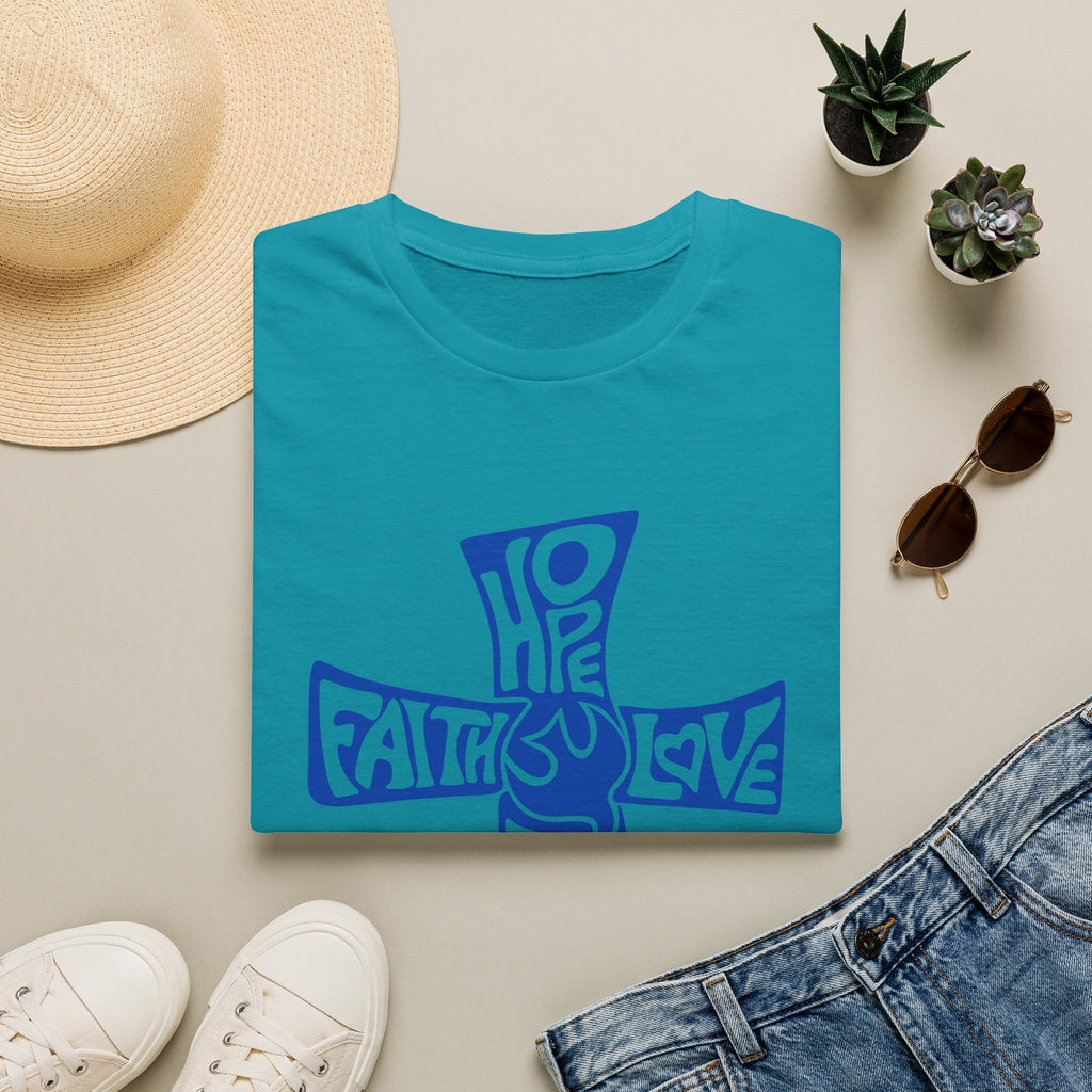 Faith Love Hope Cross T-Shirt — Christian Inspirational Graphic Tee