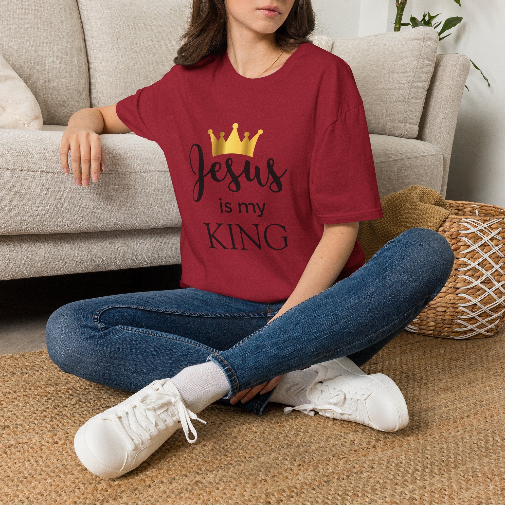 Jesus Is My King T-Shirt — Christian Faith Tee with Gold Crown