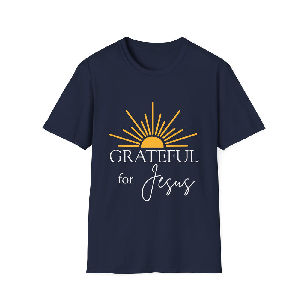 Grateful for Jesus Sunrise T-Shirt | Yellow Half Sun Graphic, Jesus Tee