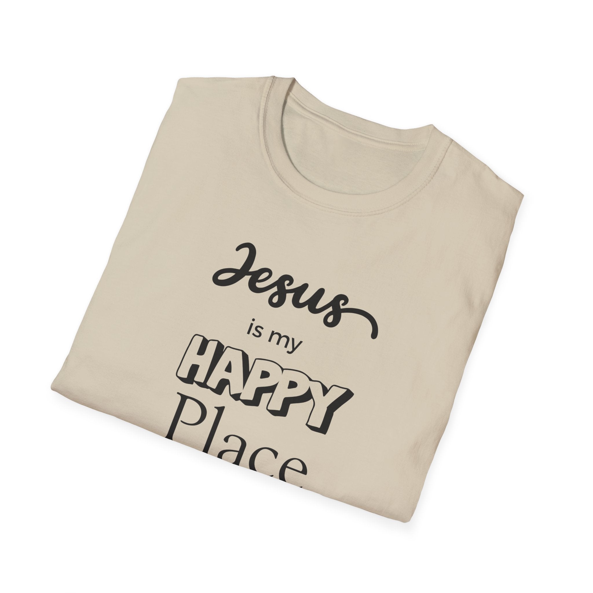 Jesus Is My Happy Place T-Shirt — Christian Faith Smiley Daisy