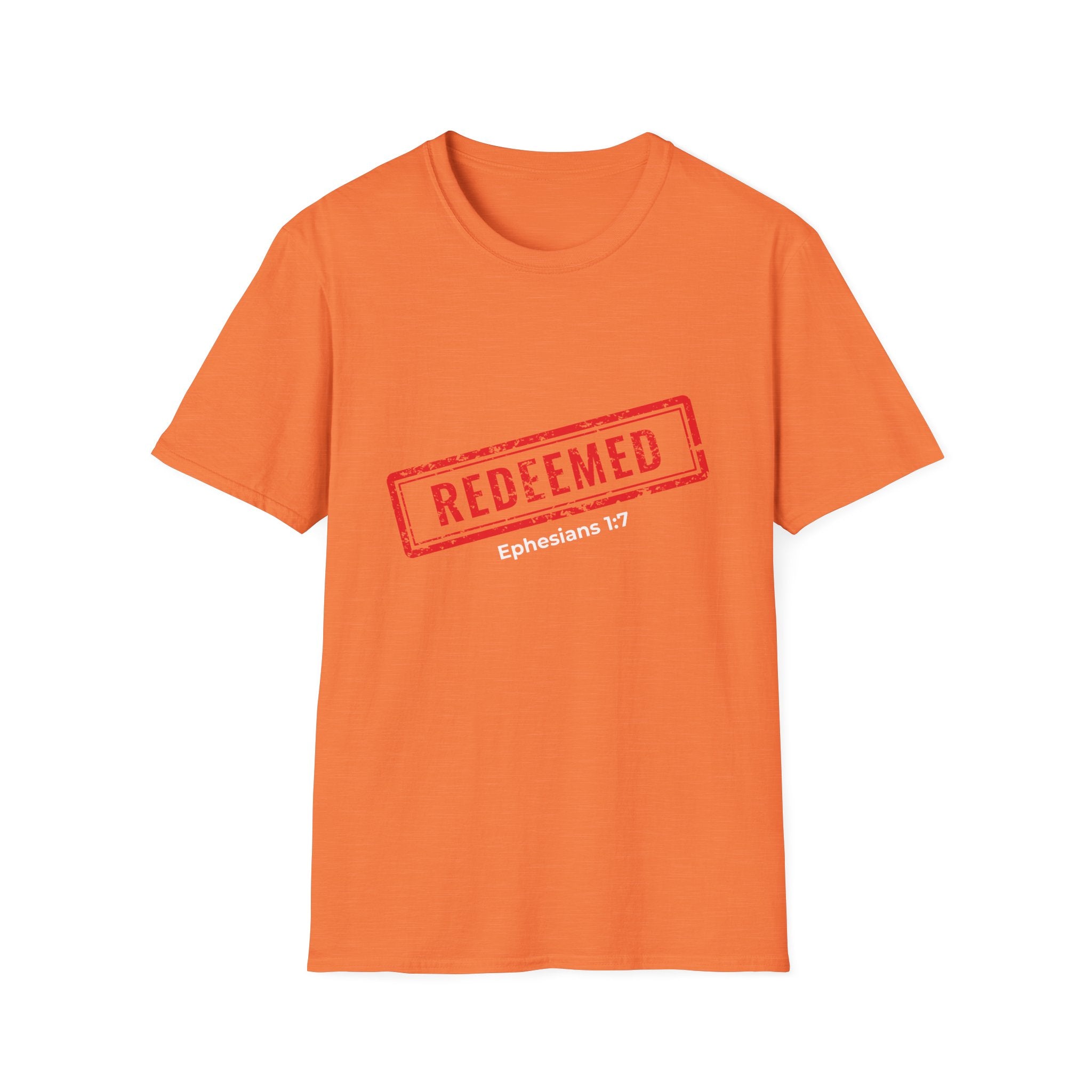 Redeemed stamp Ephesians 1:7 T-Shirt | Christian faith scripture tee