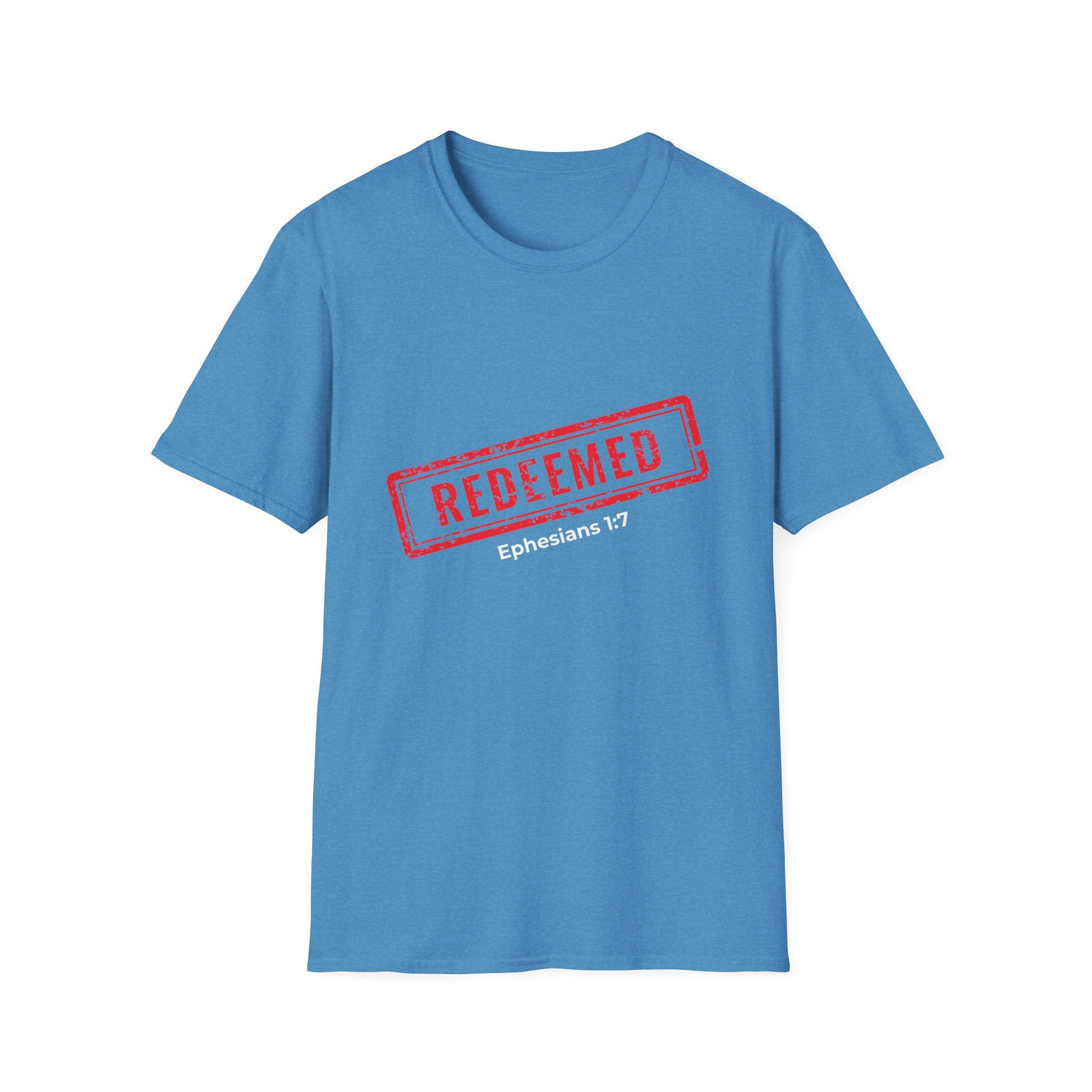 Redeemed stamp Ephesians 1:7 T-Shirt | Christian faith scripture tee